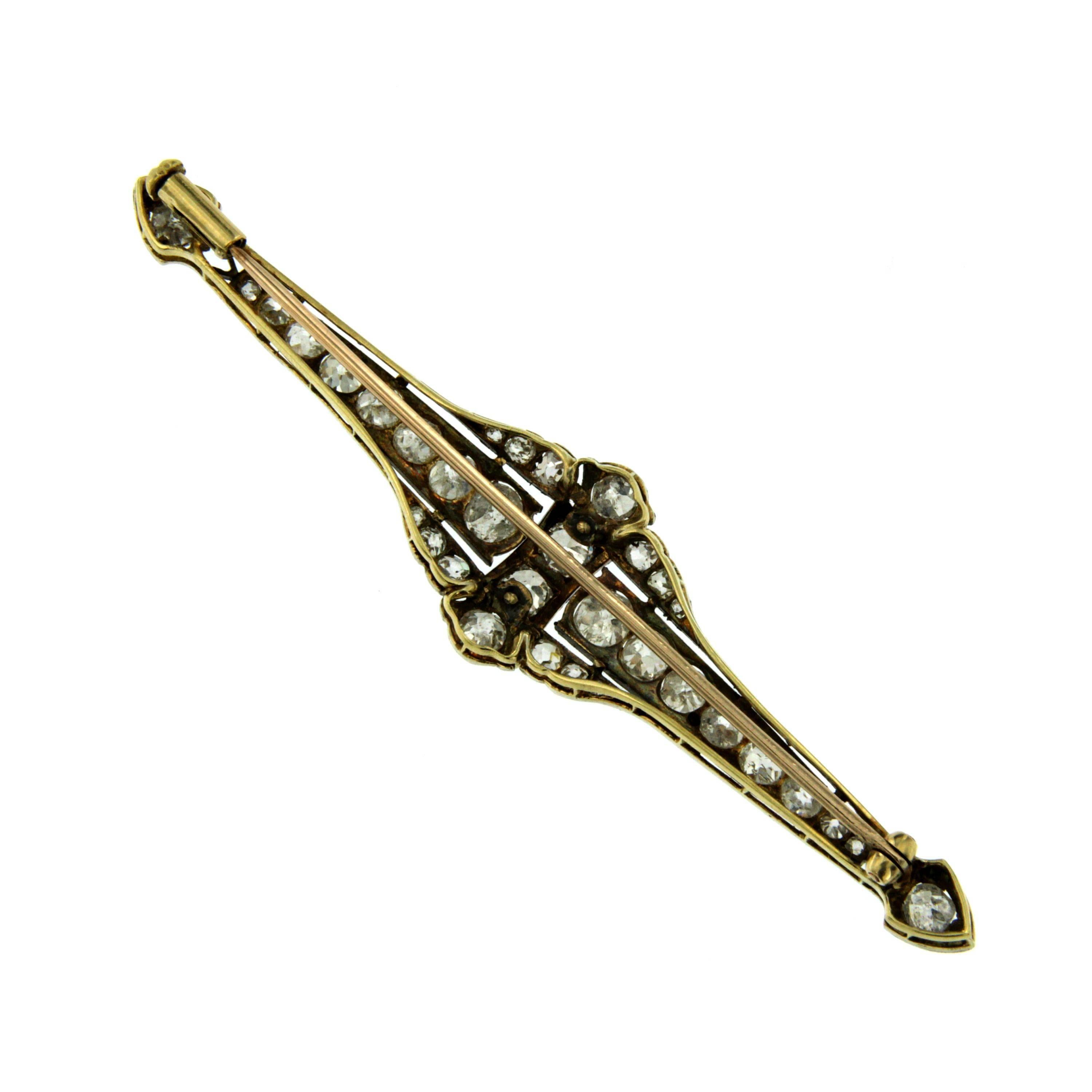 Women's or Men's Edwardian Diamond Gold Brooch