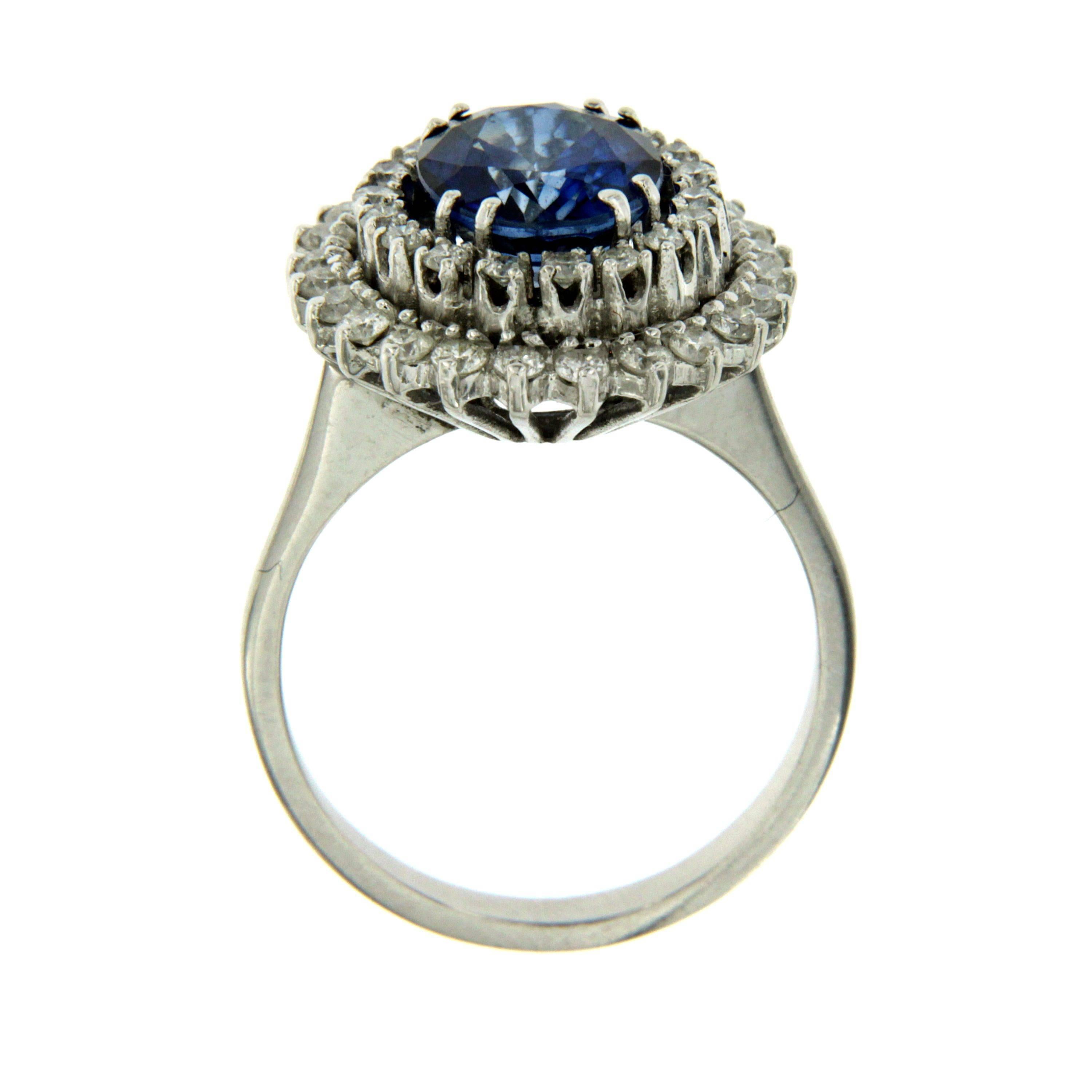 3 Carat Sapphire Diamond Gold Ring 1
