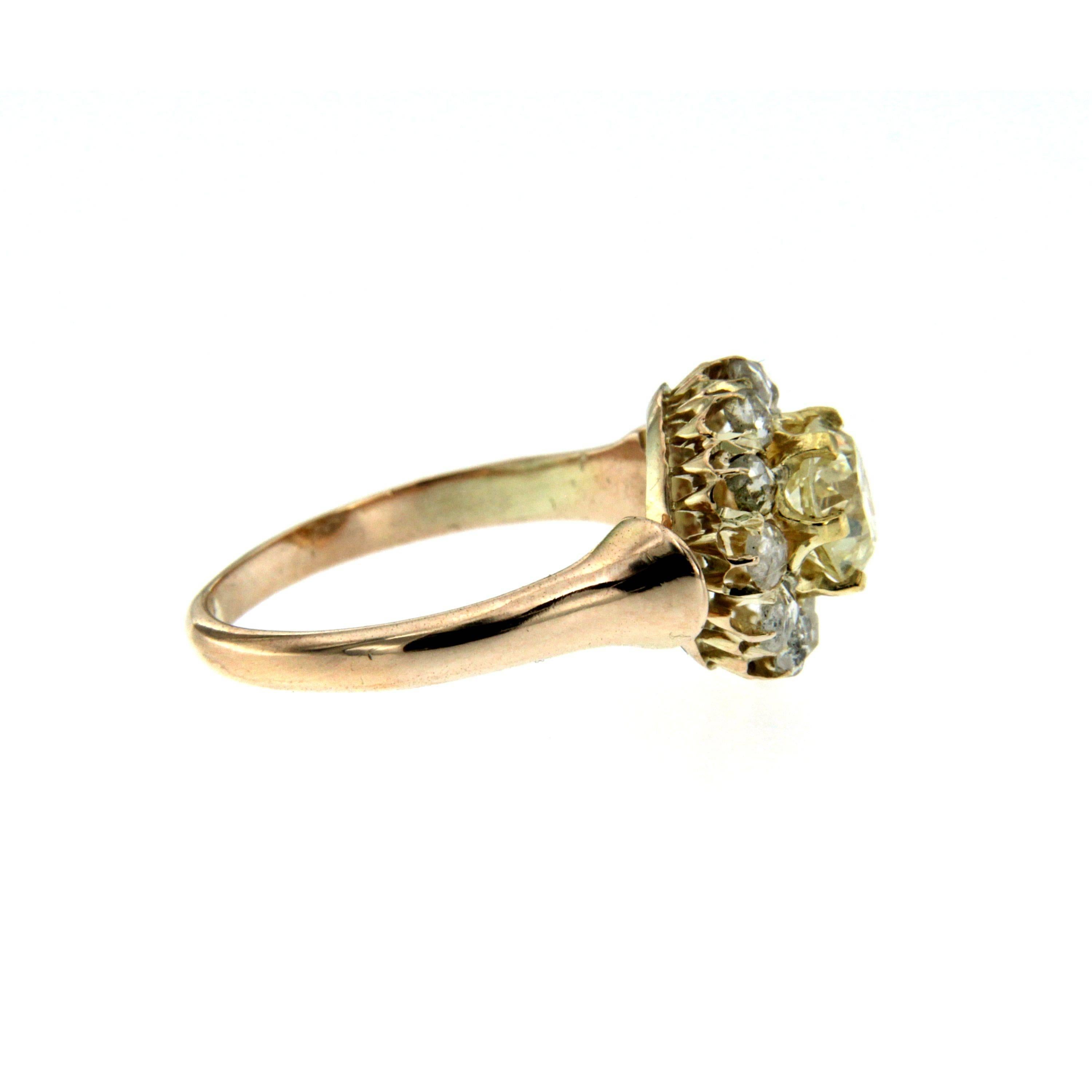 Women's Victorian Diamond Gold Cluster Ring