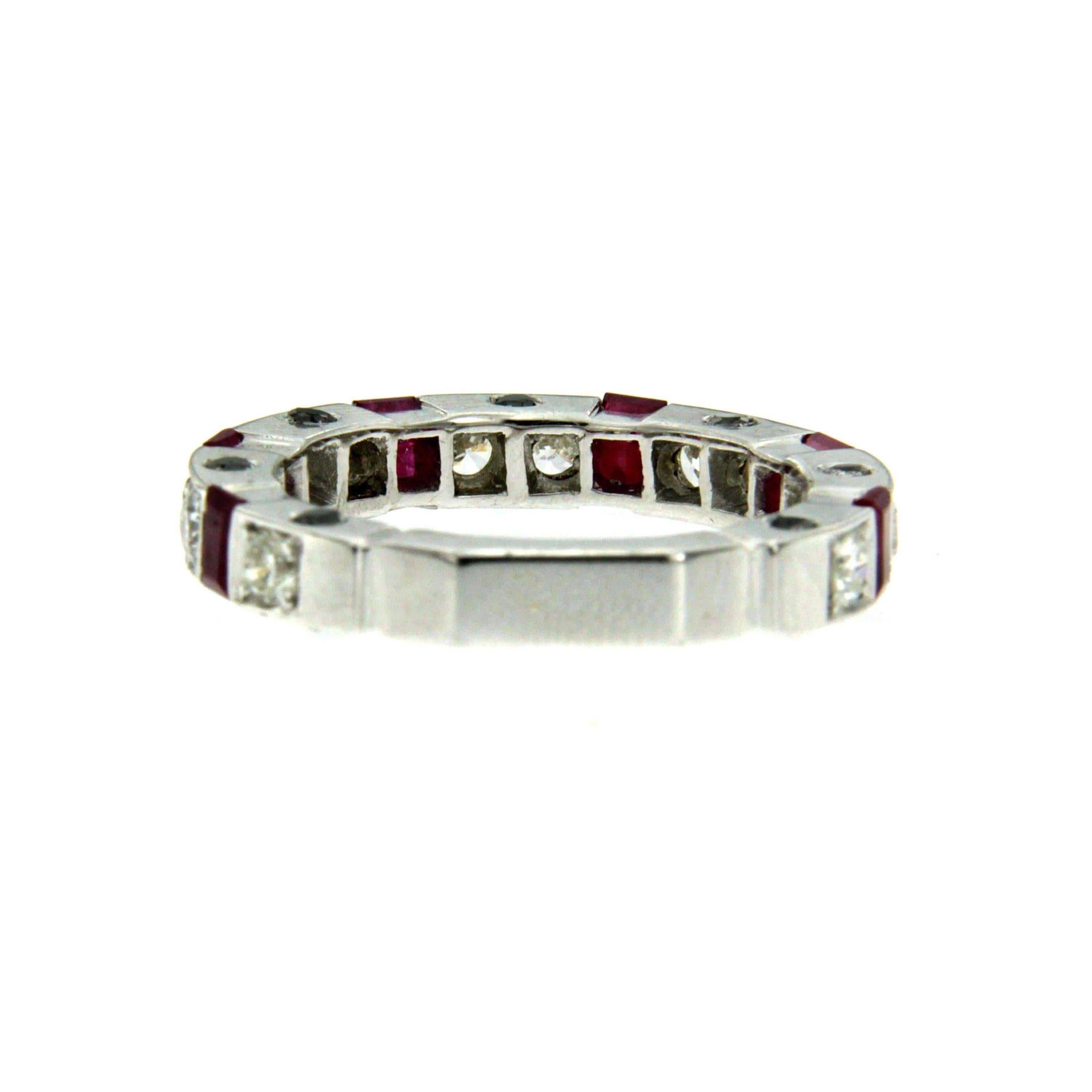 Women's or Men's Ruby Diamond Gold Band Ring