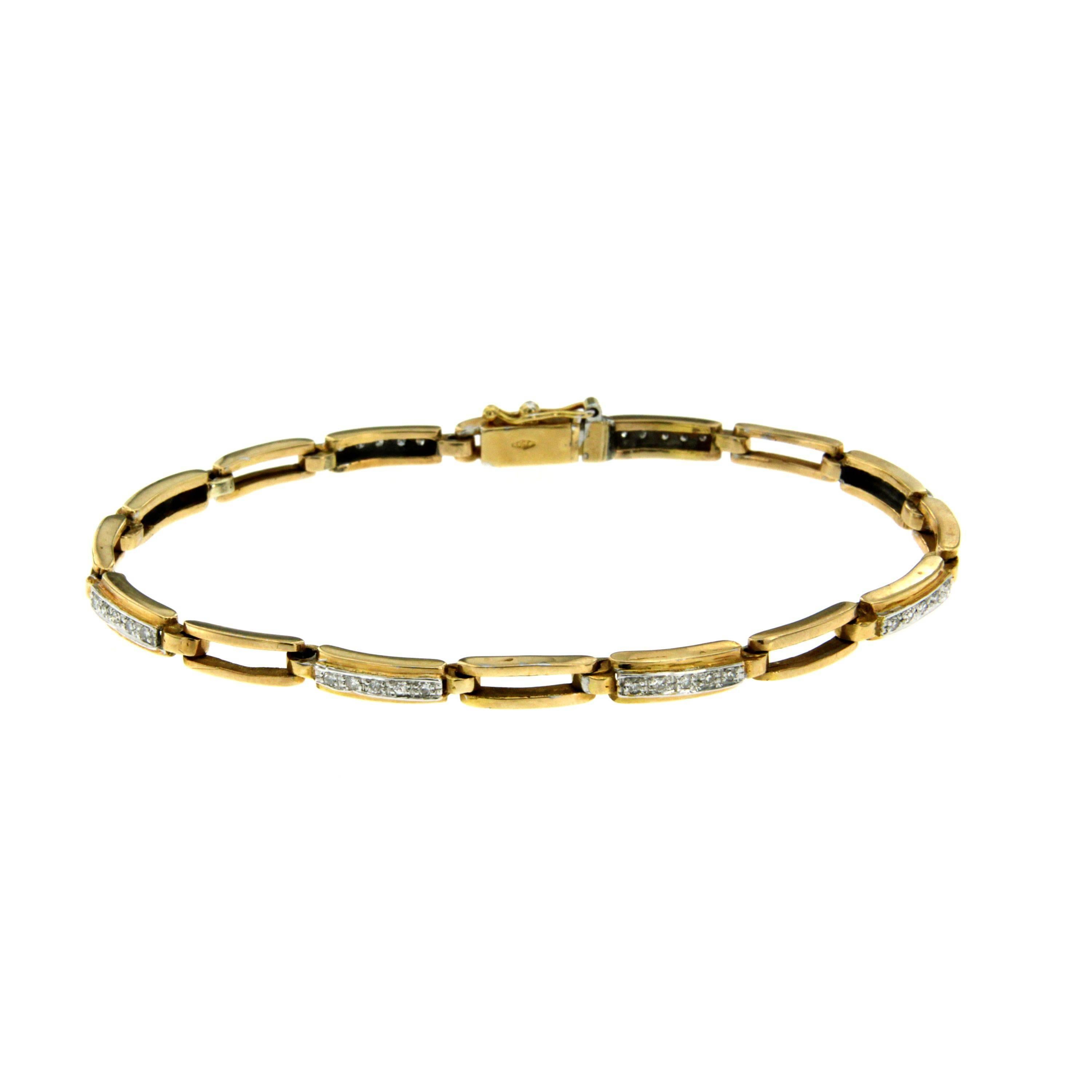 Diamond Gold Link Bracelet In Excellent Condition In Napoli, Italy