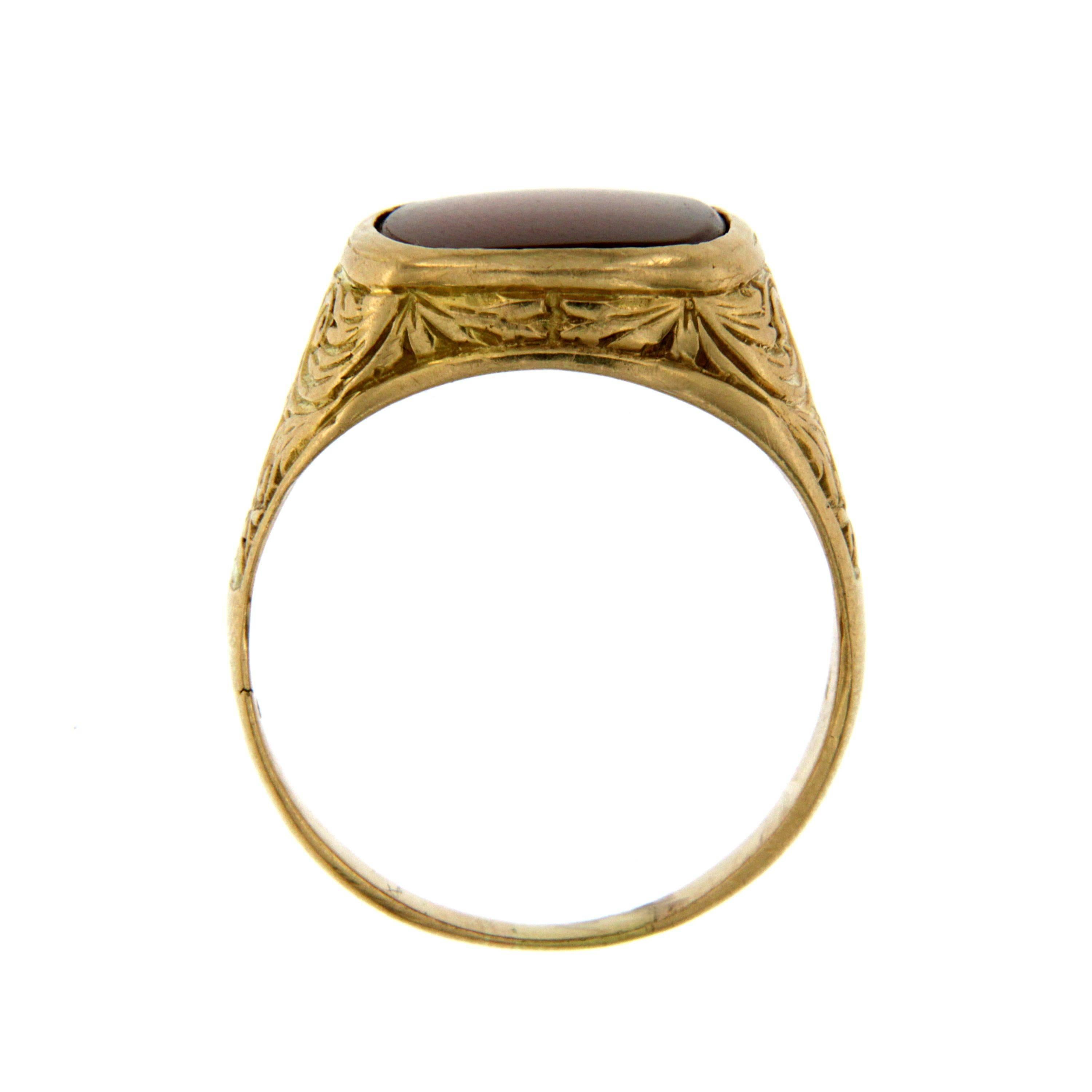 Women's or Men's Antique Gold Carnelian Signet Ring