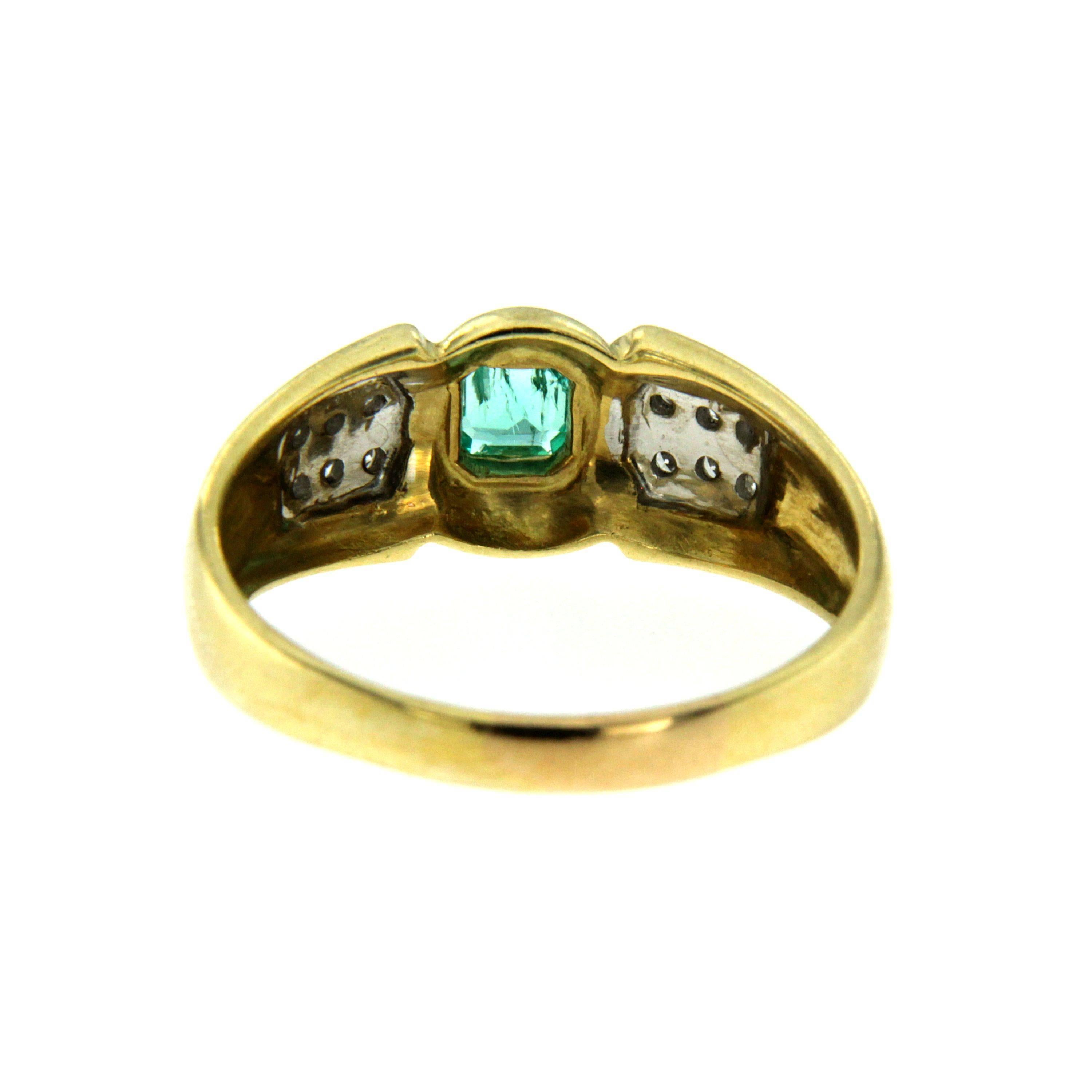 Retro Emerald Diamond Gold Ring 1