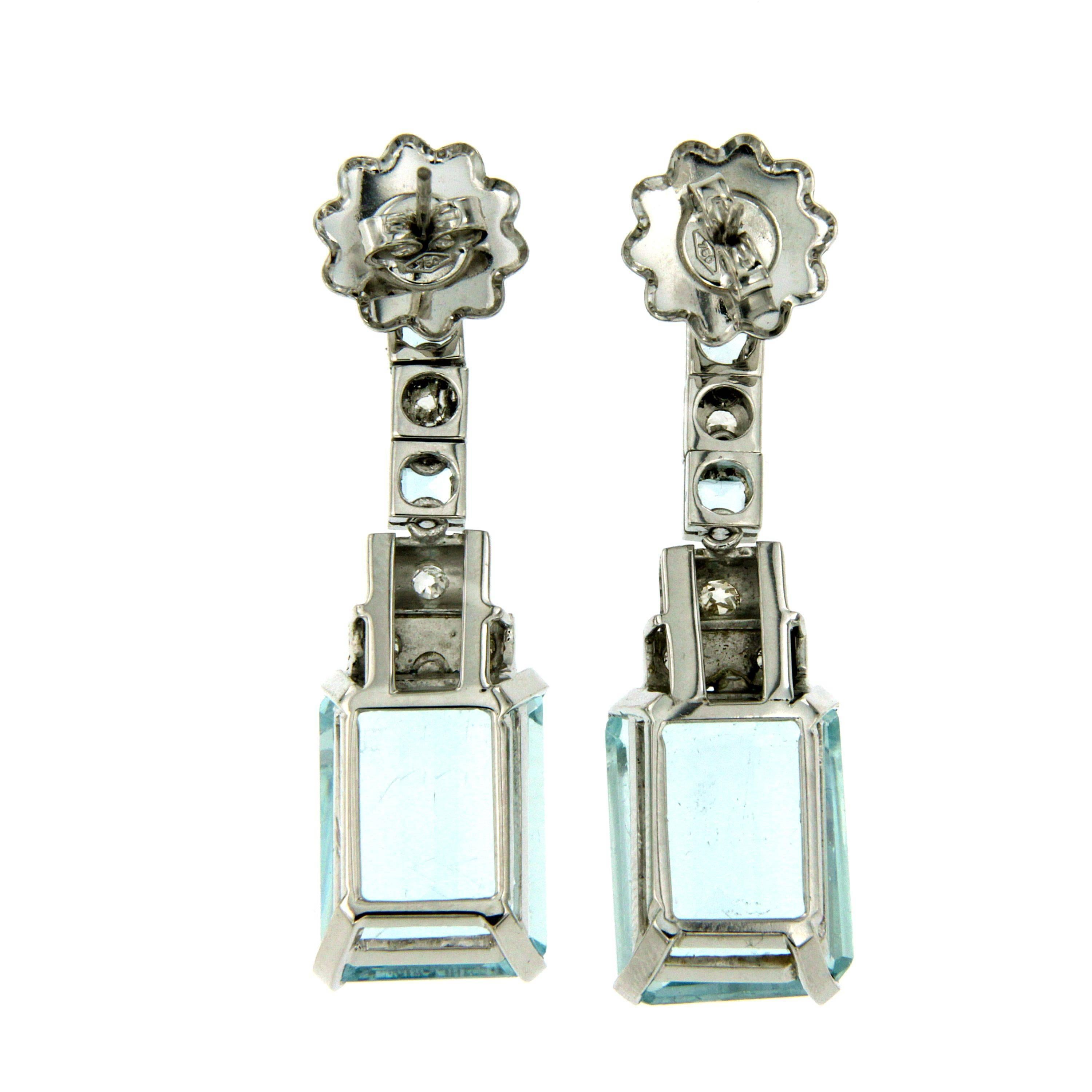 18.14 Carat Aquamarine Diamond Earrings In Excellent Condition In Napoli, Italy