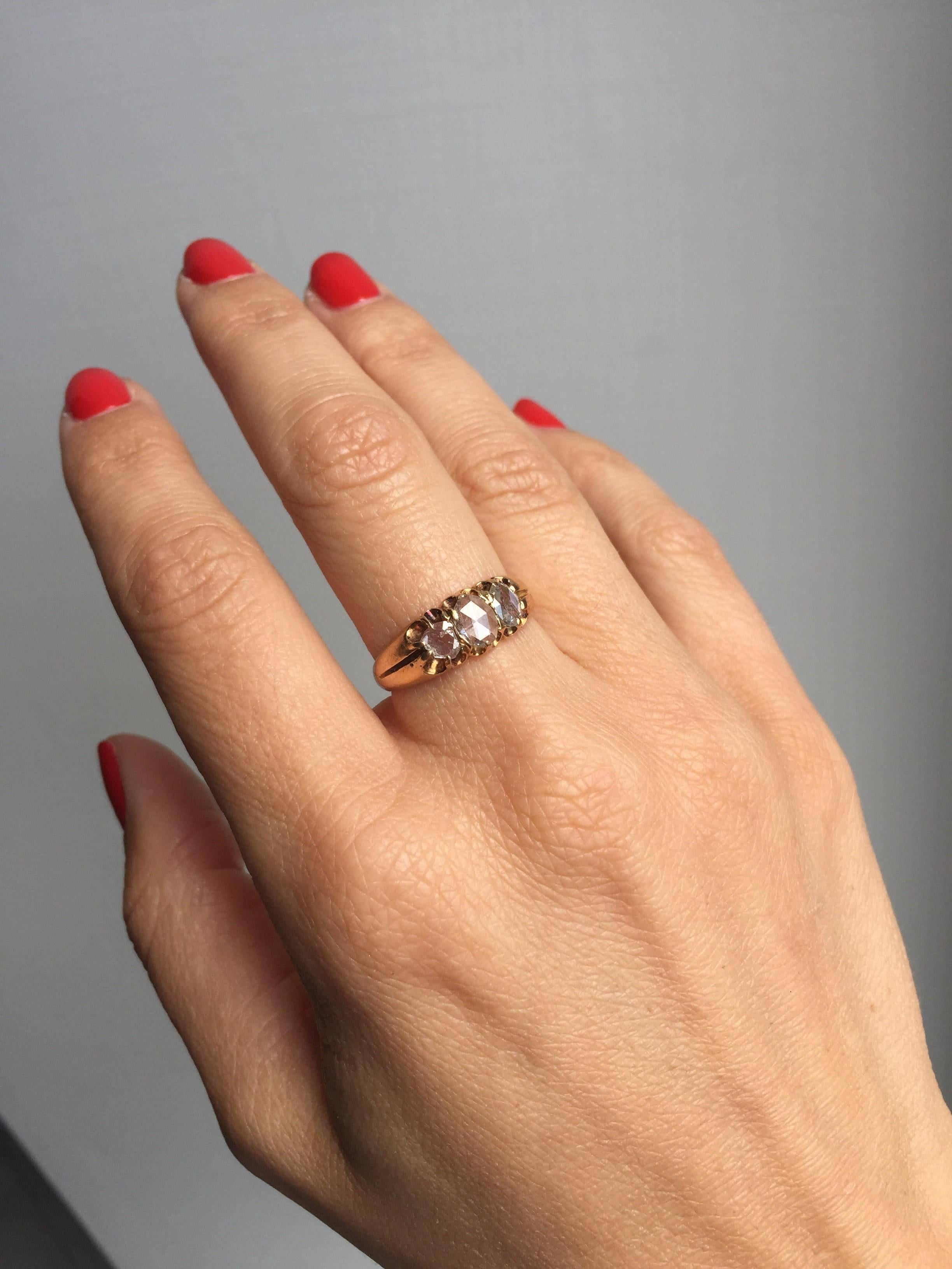 Georgian Diamond Gold Three-Stone Ring 3