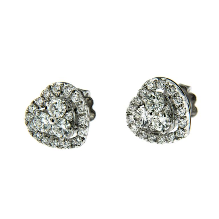 Diamond Gold Heart Earrings at 1stDibs | gold heart earrings with diamonds