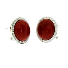 Oxblood Coral Diamond Gold Earrings