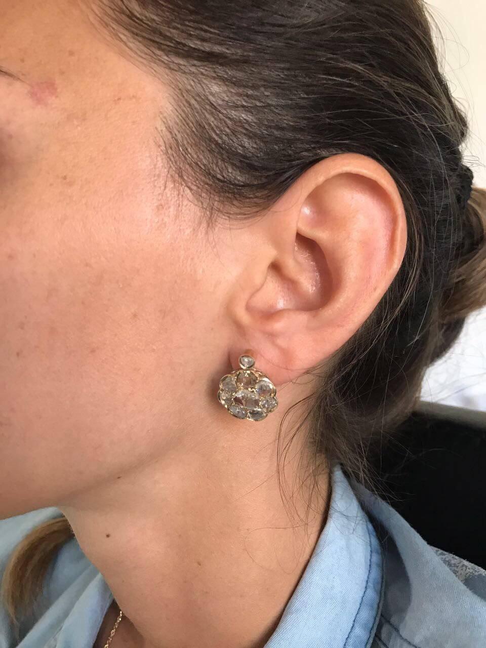 Women's Diamond Gold Cluster Earrings