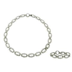 30 Carat Diamond Platinum Link Necklace Bracelet Set