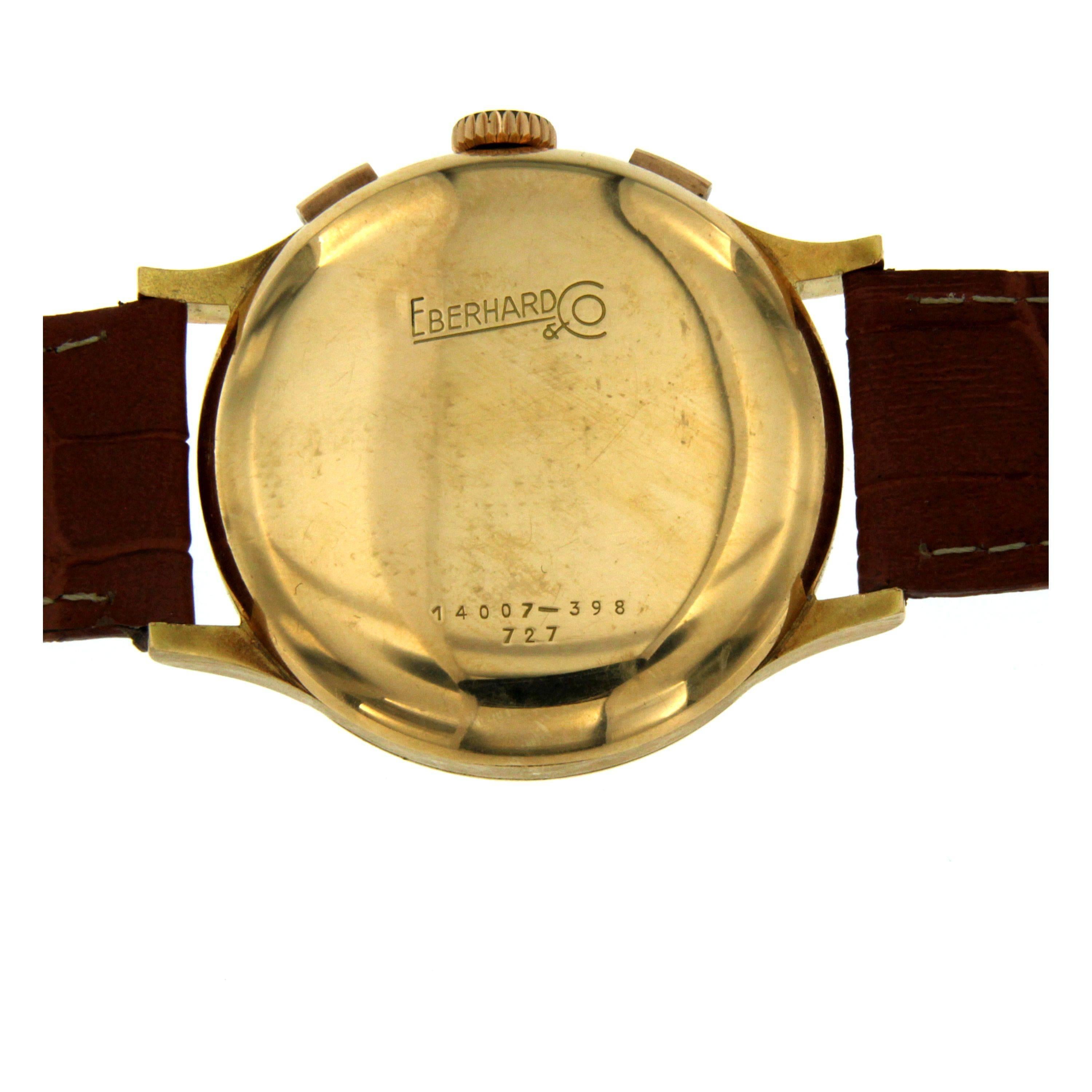 Women's or Men's Eberhard & Co. Extra-Fort Yellow Gold Chronograph Wristwatch