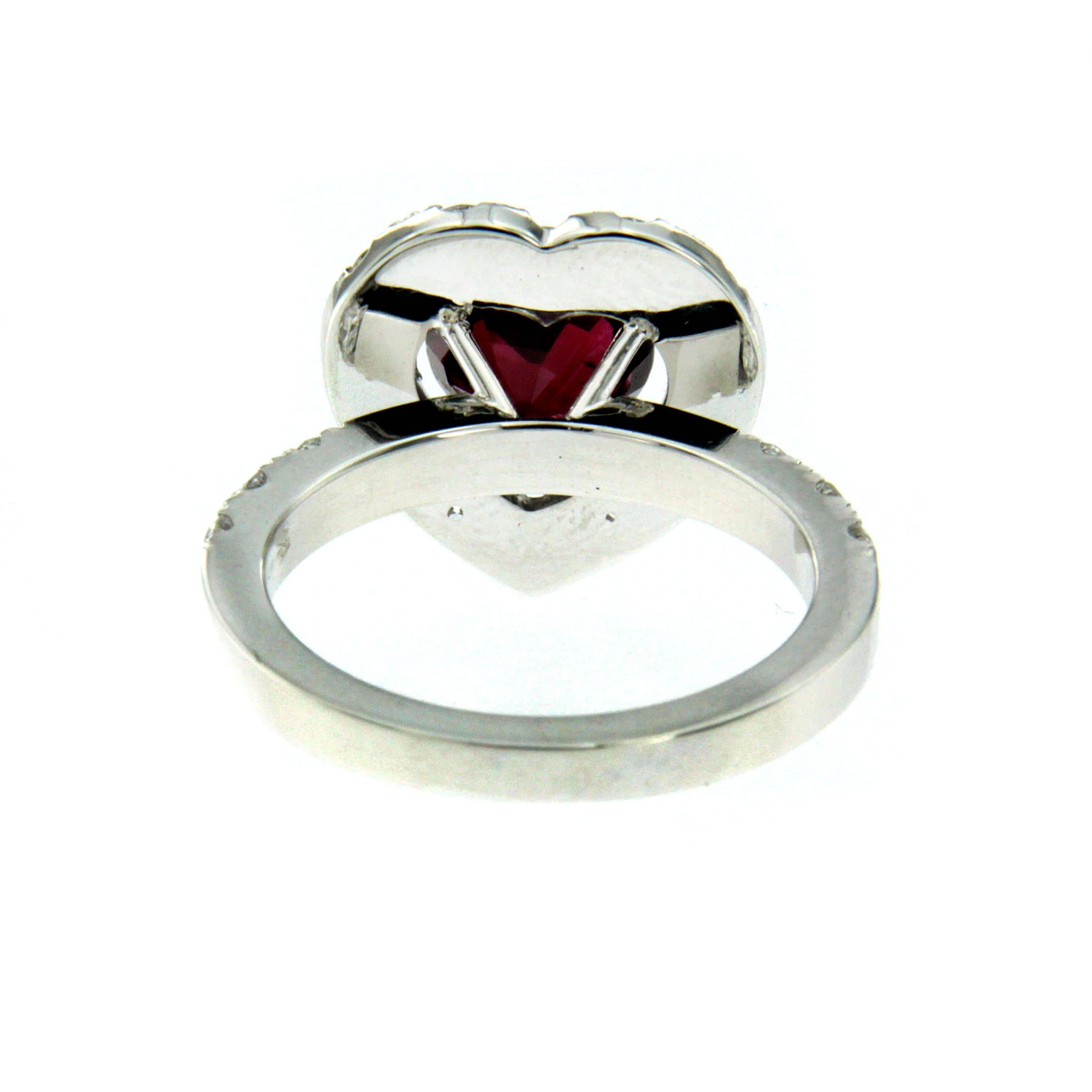 2.01 Carat Heart Ruby Diamond Gold Ring 1