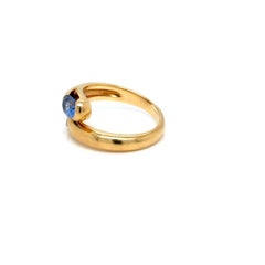 Vintage Bulgari Serpenti Sapphire and Diamond 18k Yellow Gold Bypass Ring