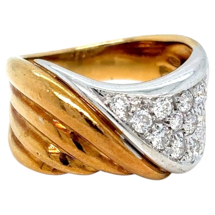 Pre-owned Damiani Diamond 18k Yellow And White Gold Sculptural Ring