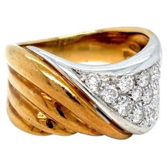 Damiani Diamond 18k Yellow and White Gold Sculptural Ring