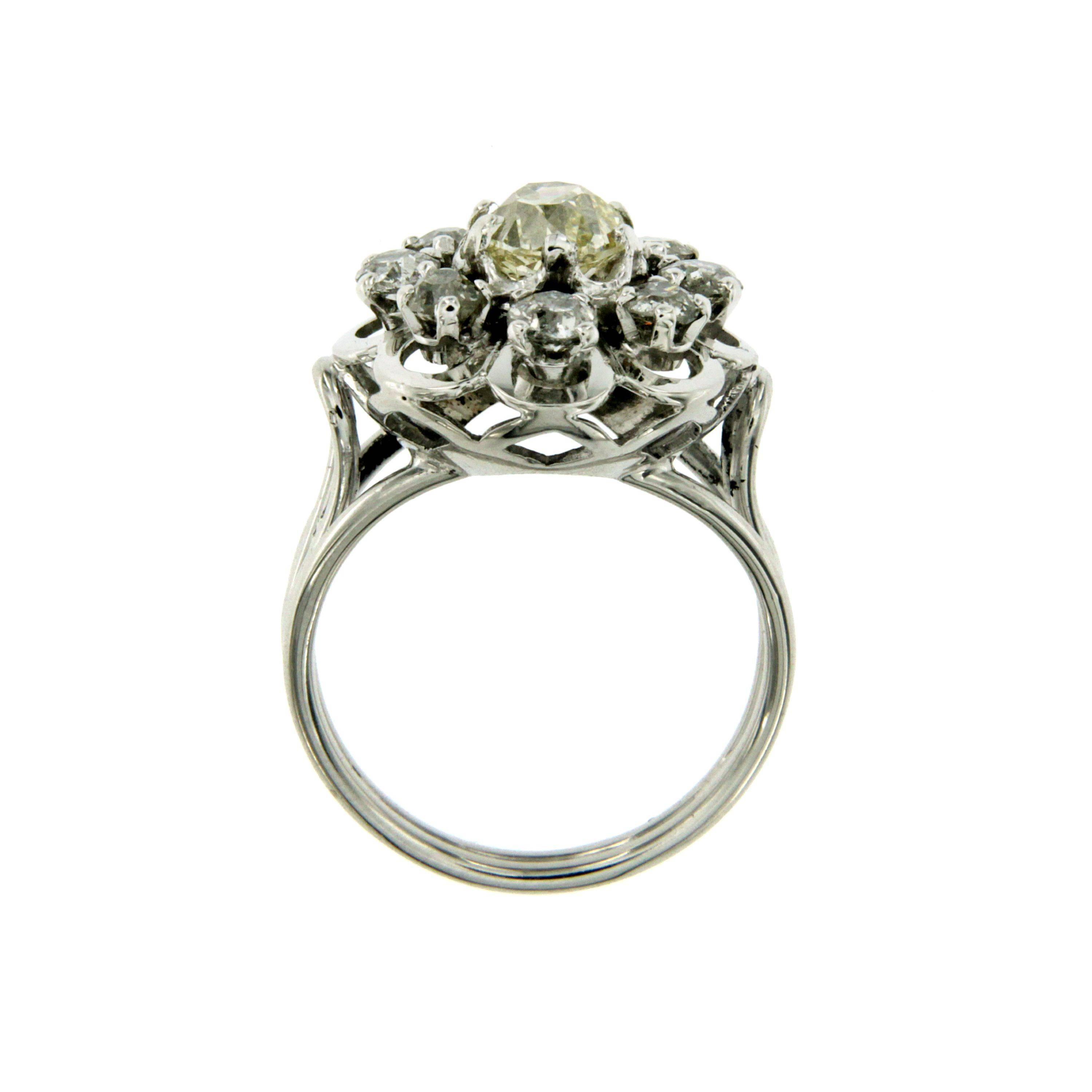 Women's Art Deco Diamond Gold Cluster Ring For Sale