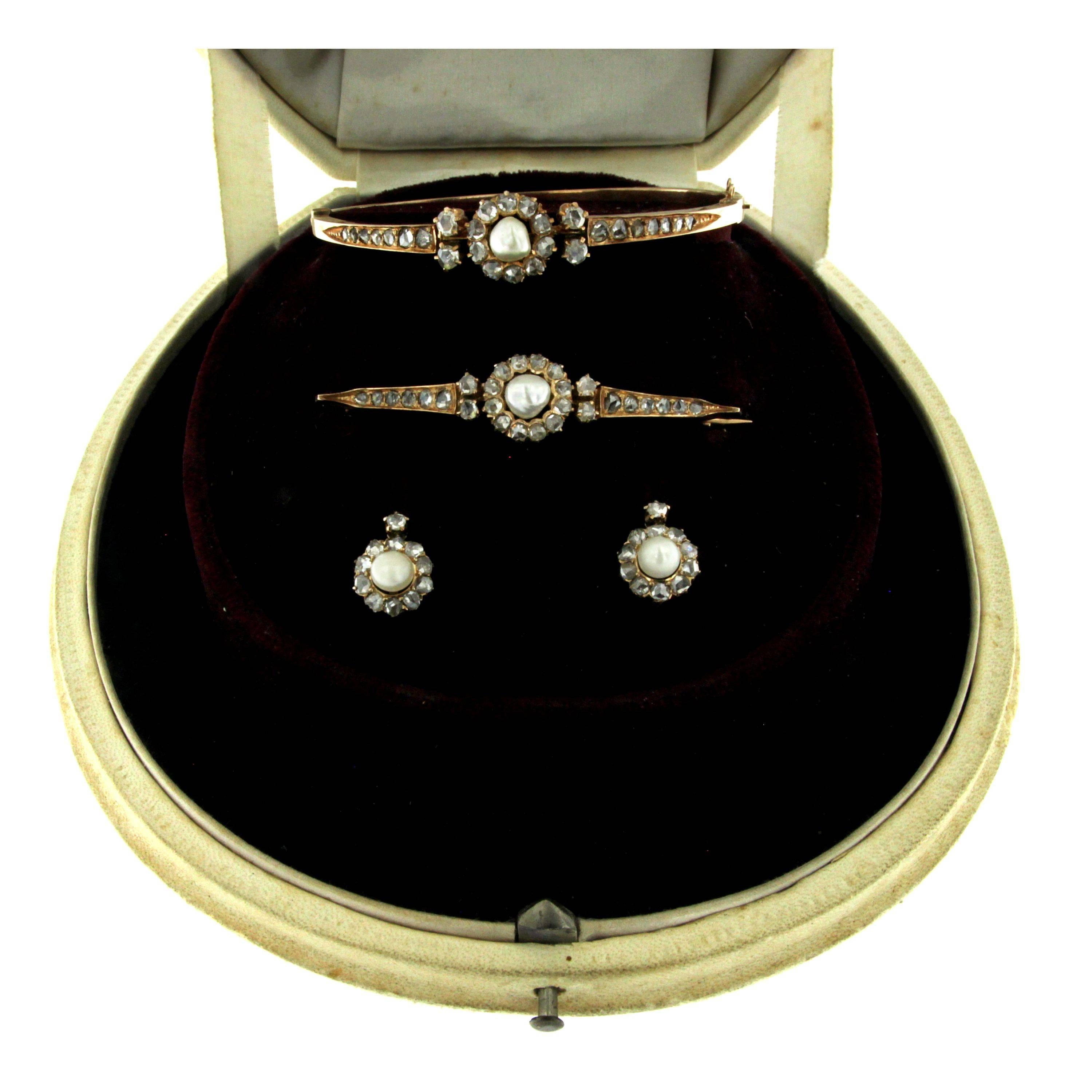 Gold Bracelet Brooch and Earrings Suite 4