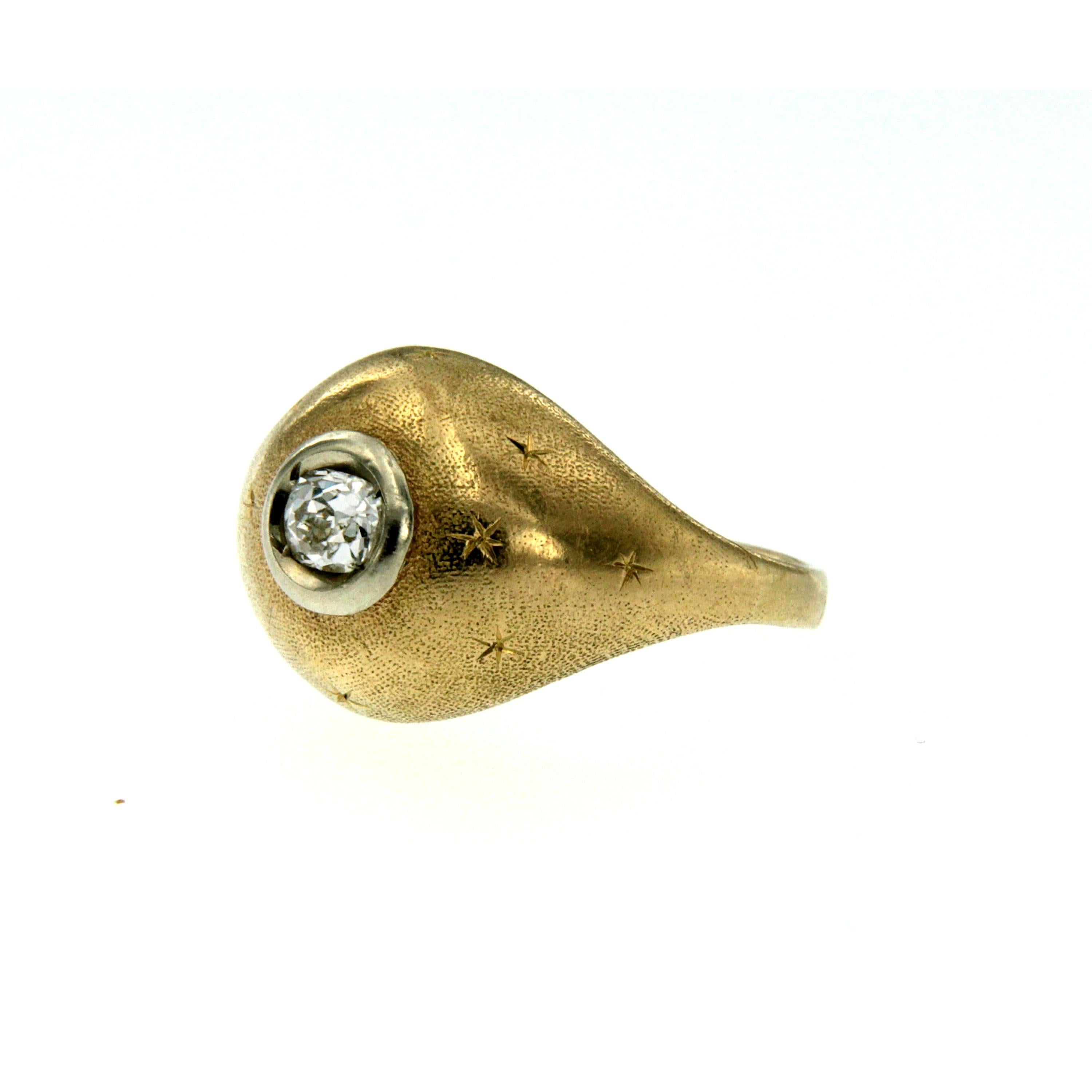 Florentine Gold Diamond Ring In Excellent Condition In Napoli, Italy