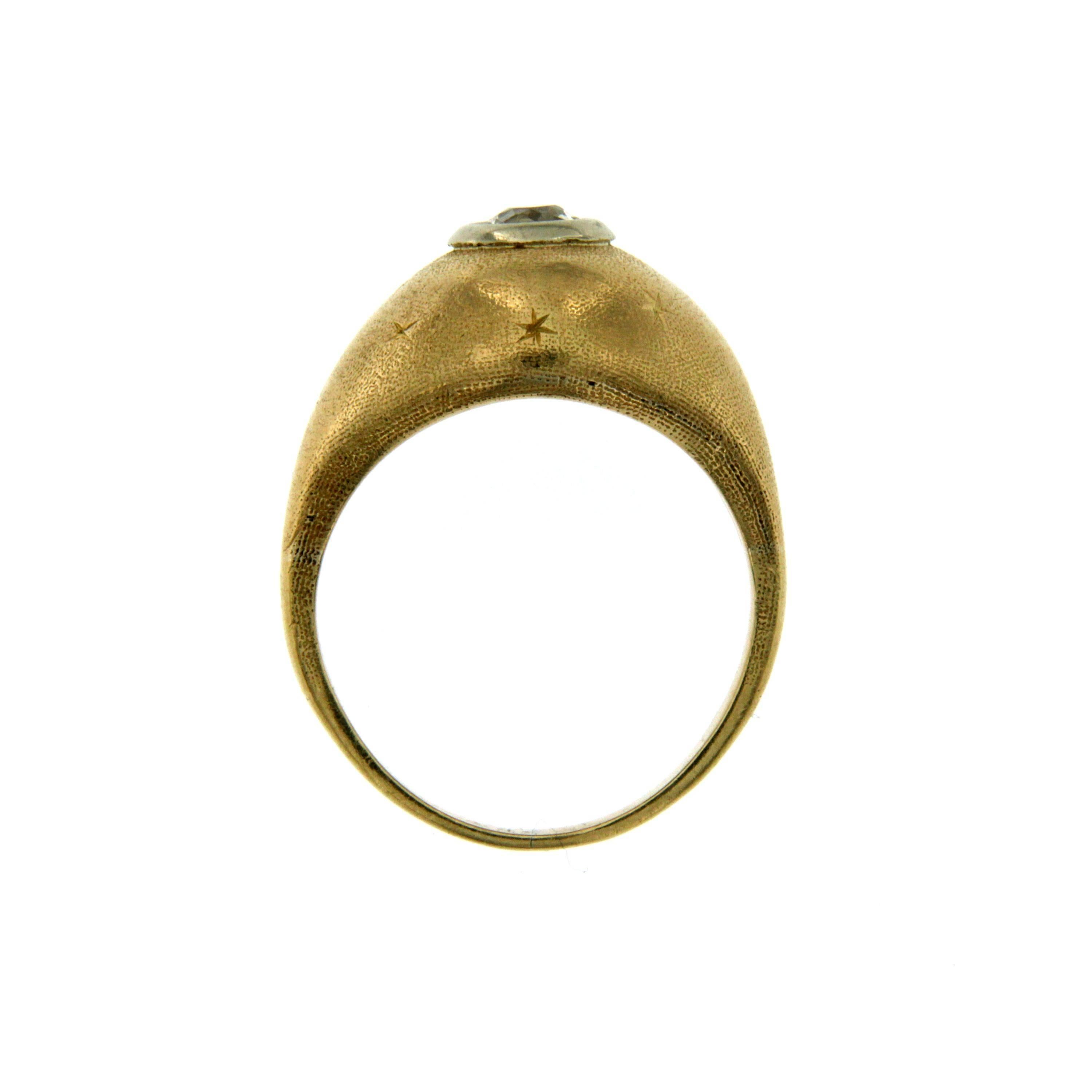 Women's or Men's Florentine Gold Diamond Ring