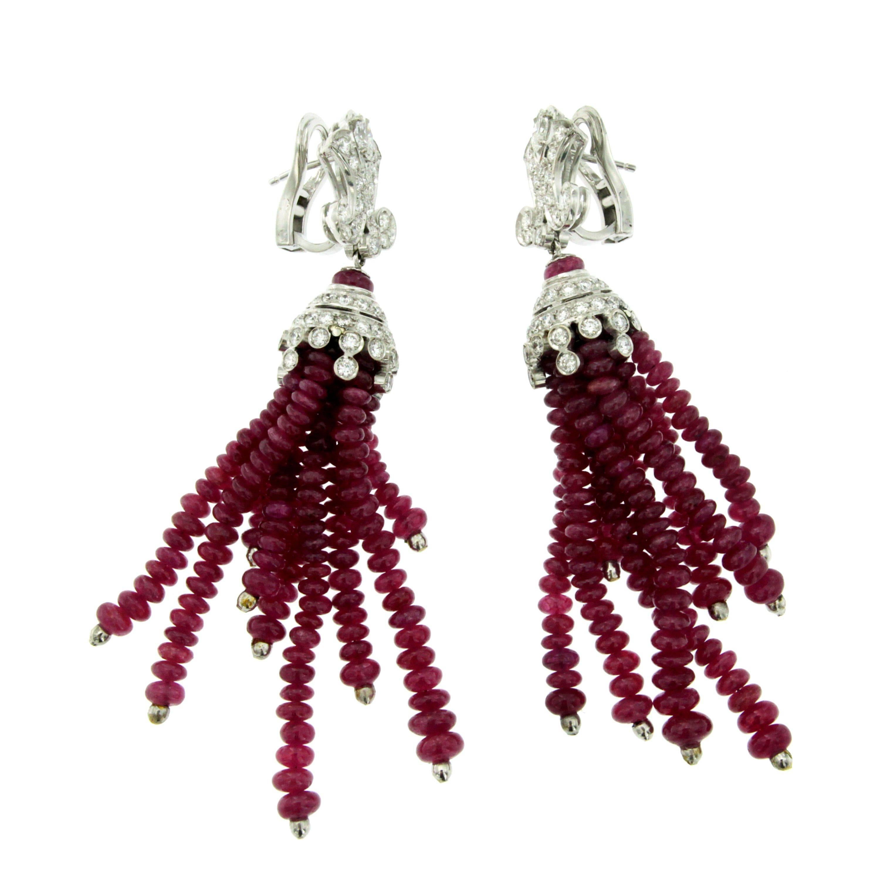 ruby tassel earrings