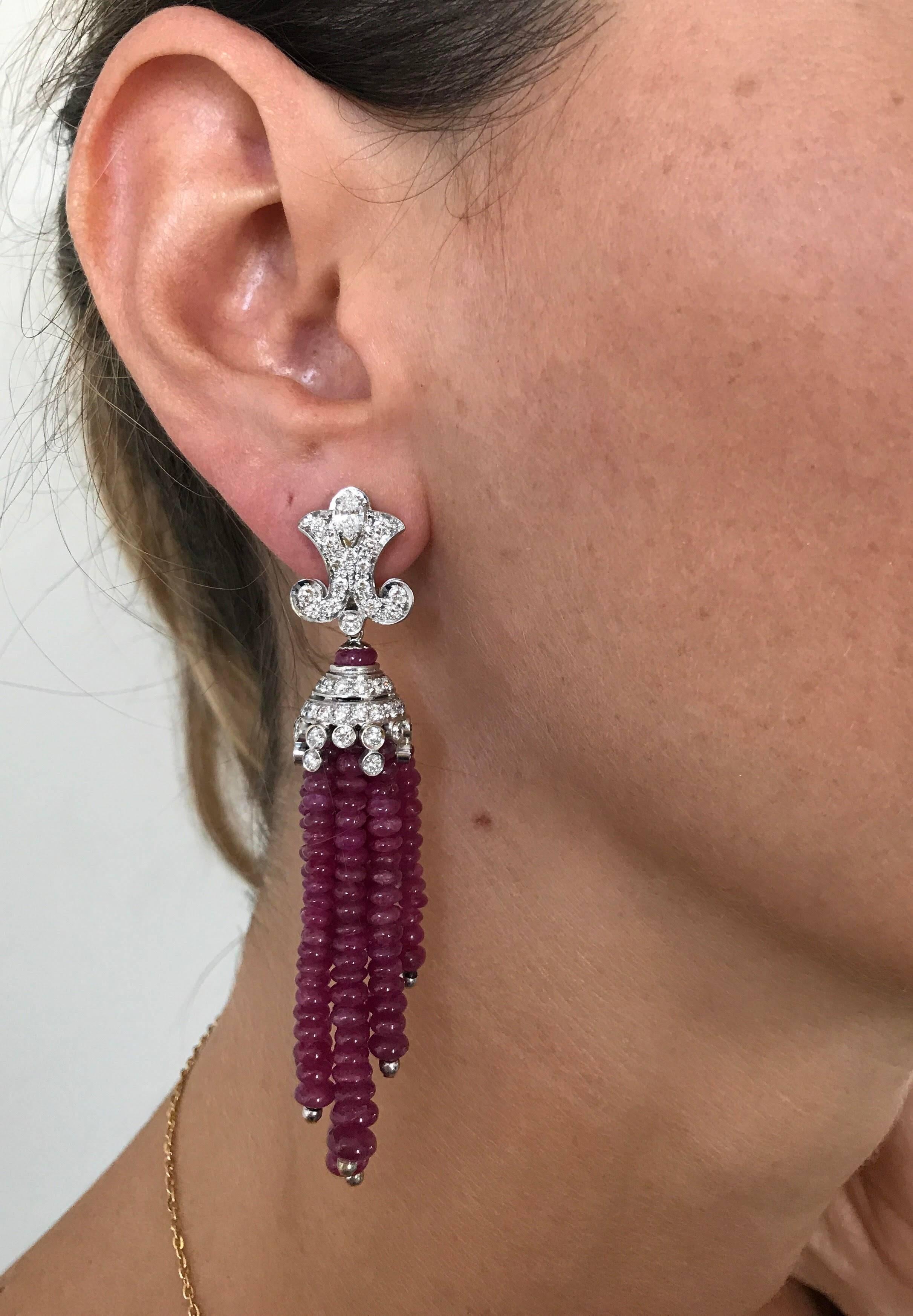 Women's Ruby and Diamond Tassel Earrings