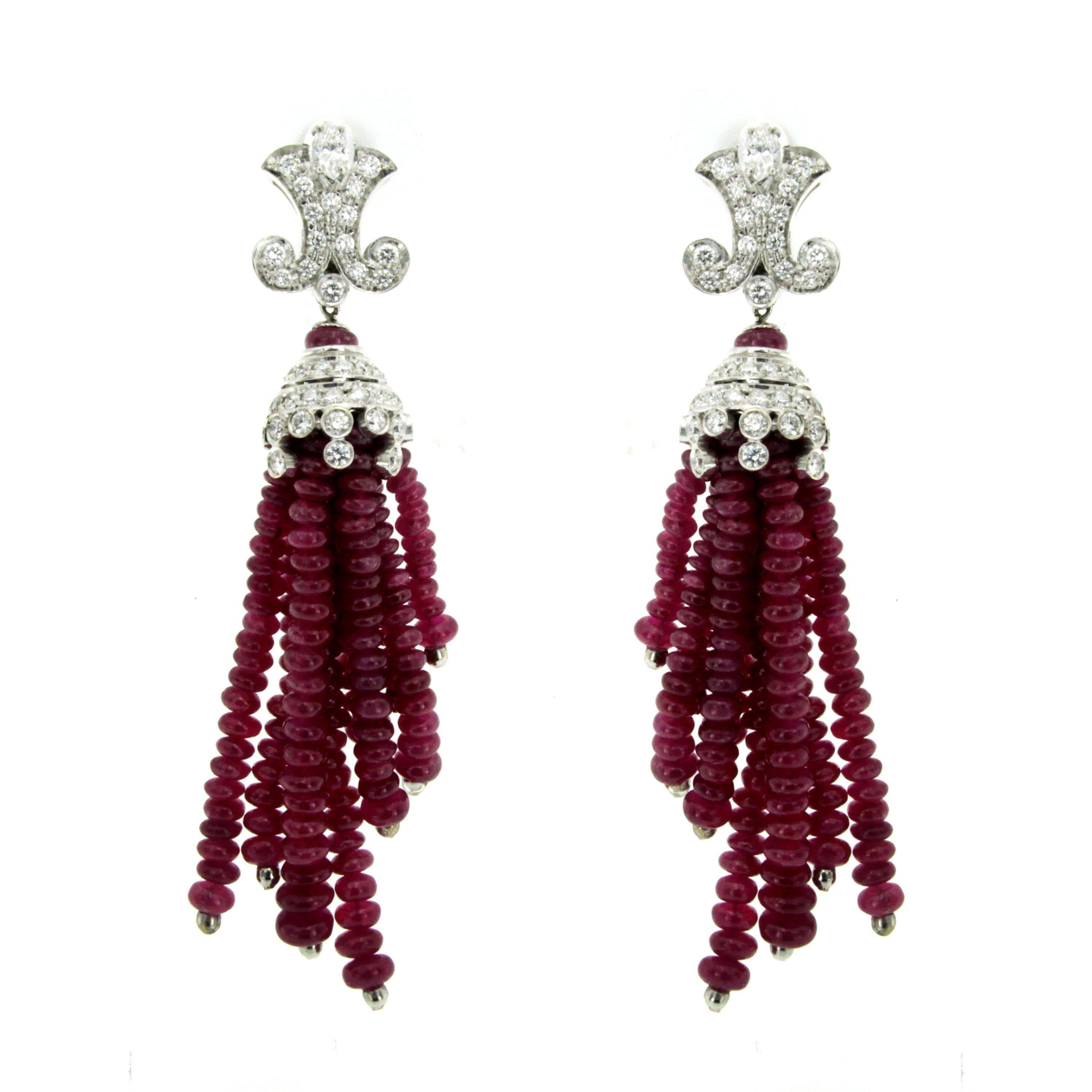 Ruby and Diamond Tassel Earrings