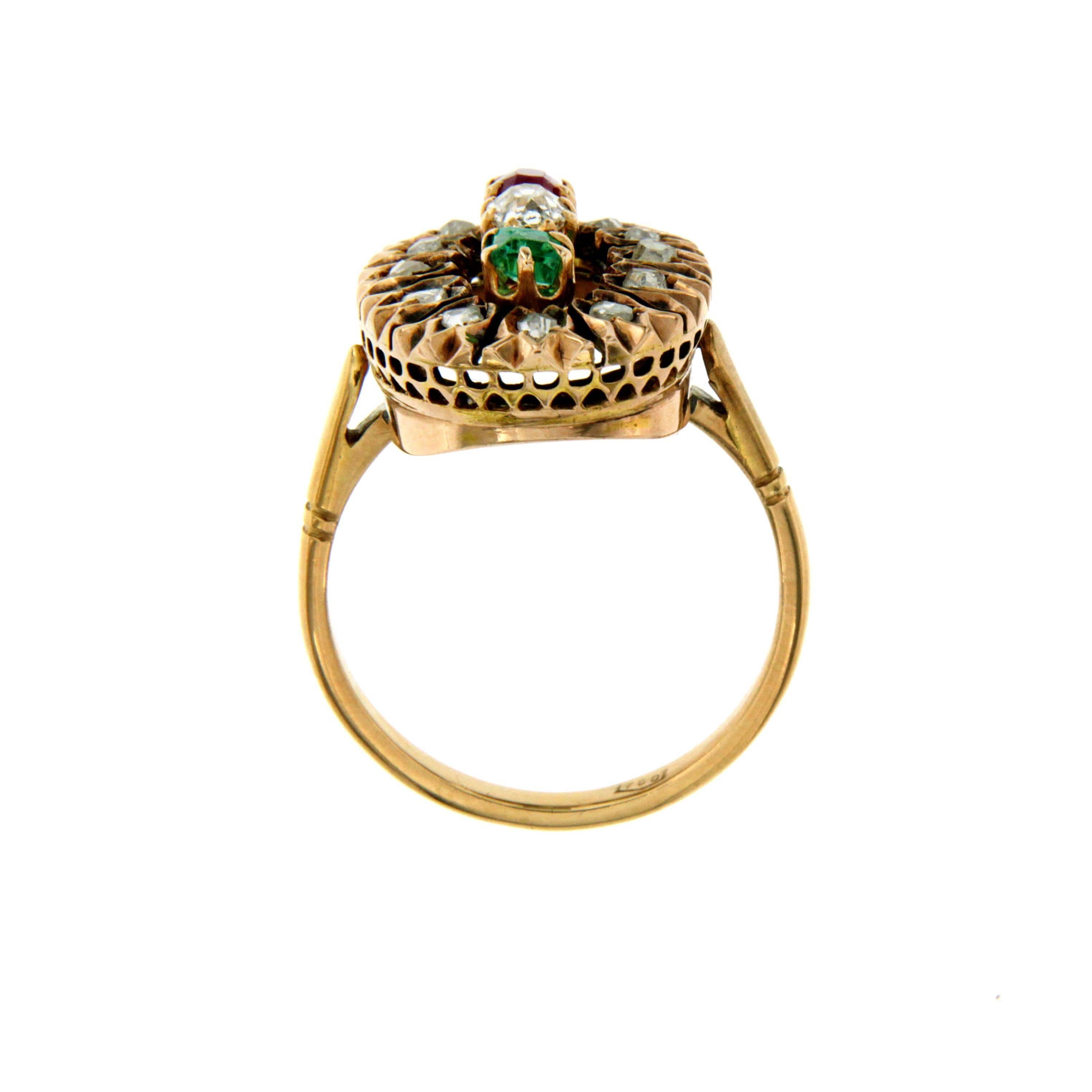 Women's Antique Italian Tricolor Gold Ring