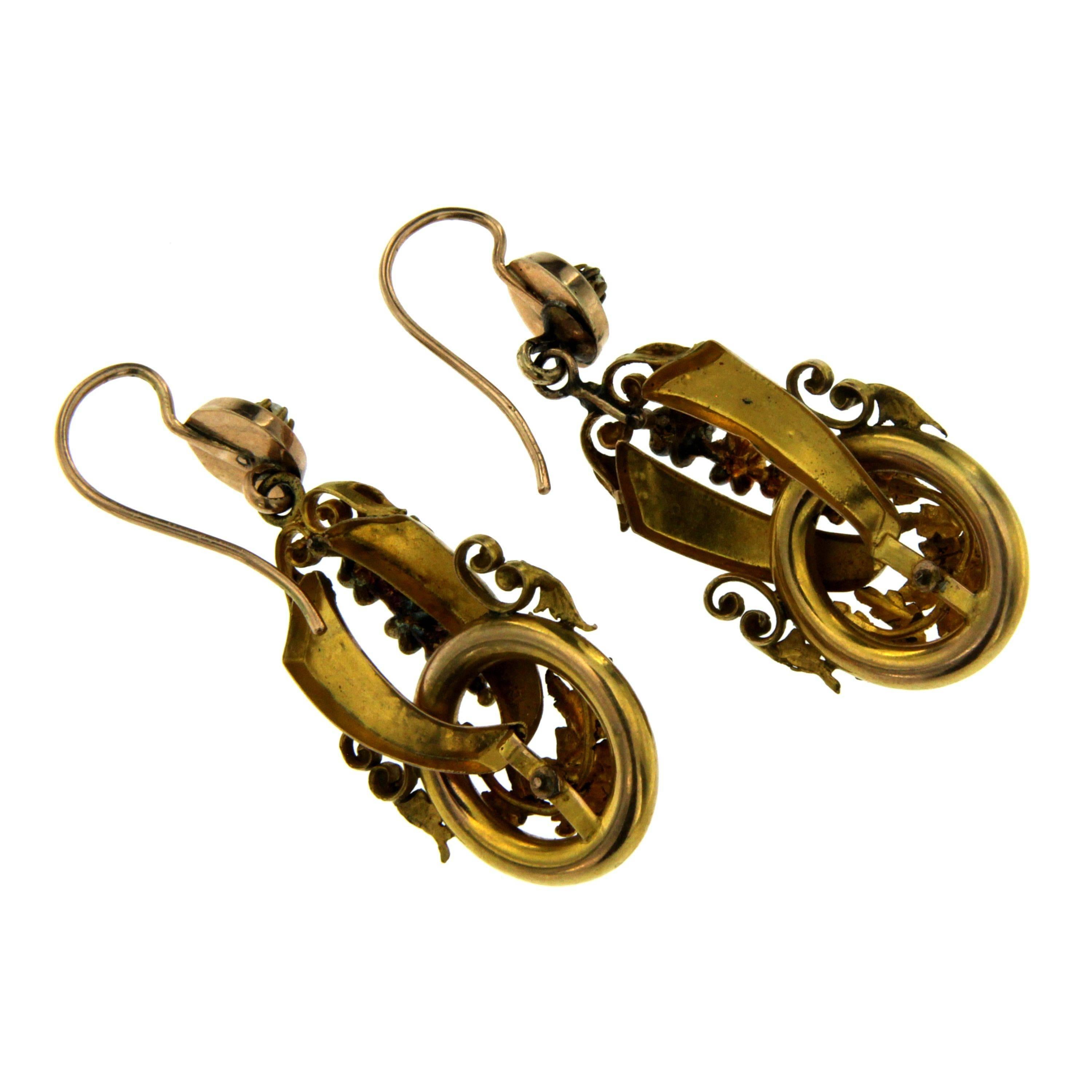 Antique Neapolitan Gold Earrings In Excellent Condition In Napoli, Italy