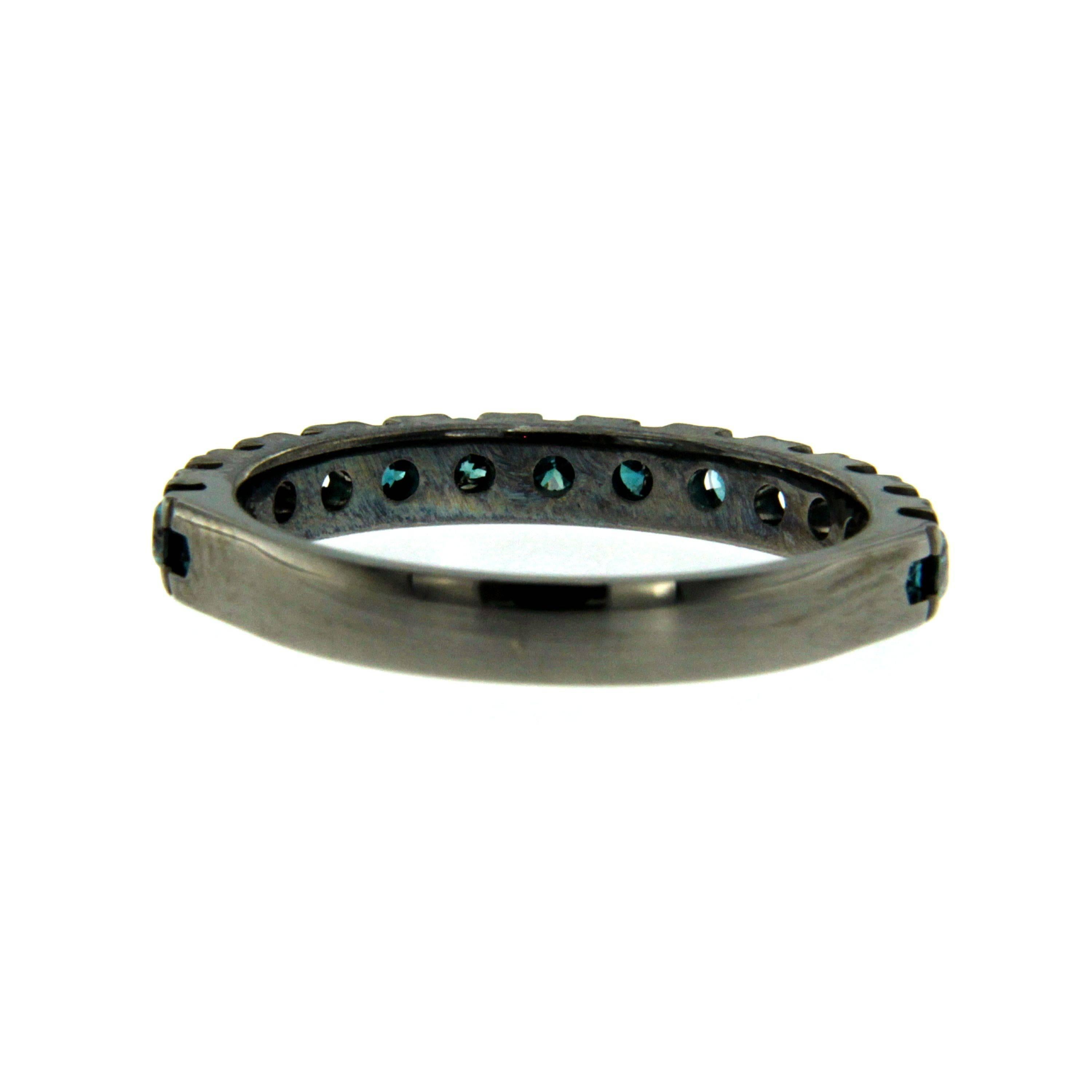 Contemporary Colored Diamond Black Gold Band Ring