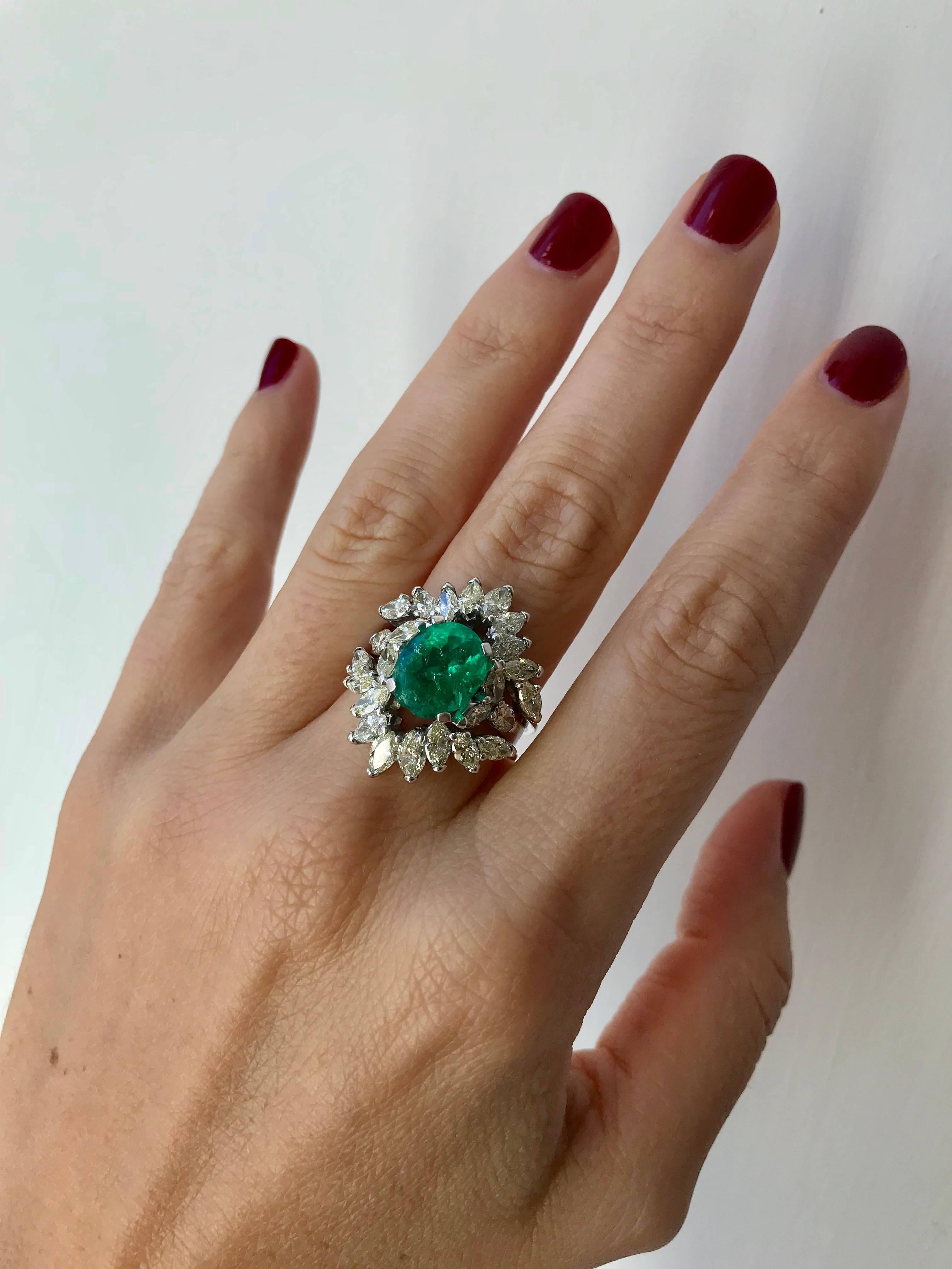 Colombian Emerald Diamond Gold Ring 3