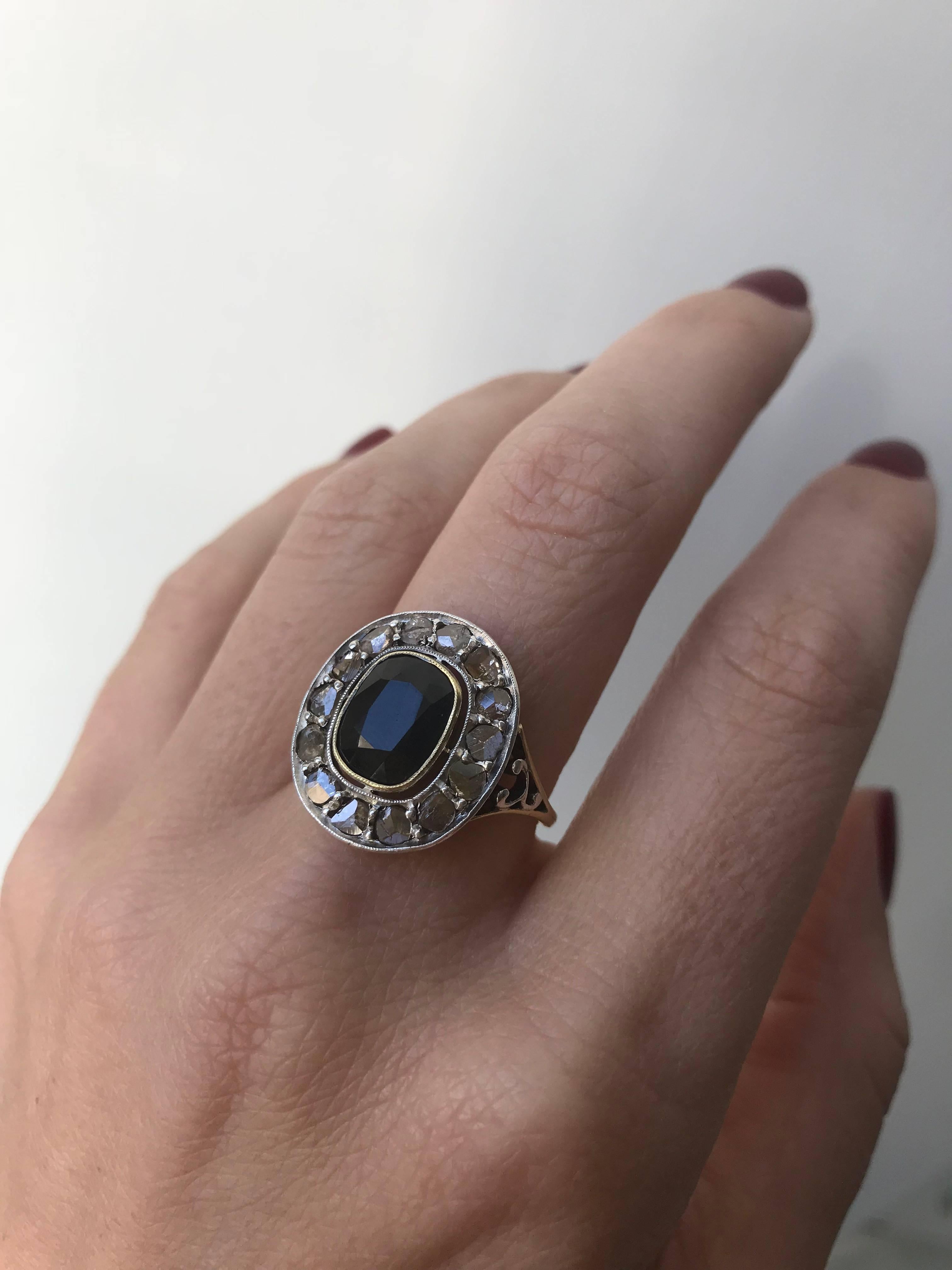 Women's Victorian 4 Carat Sapphire Diamond Gold Ring