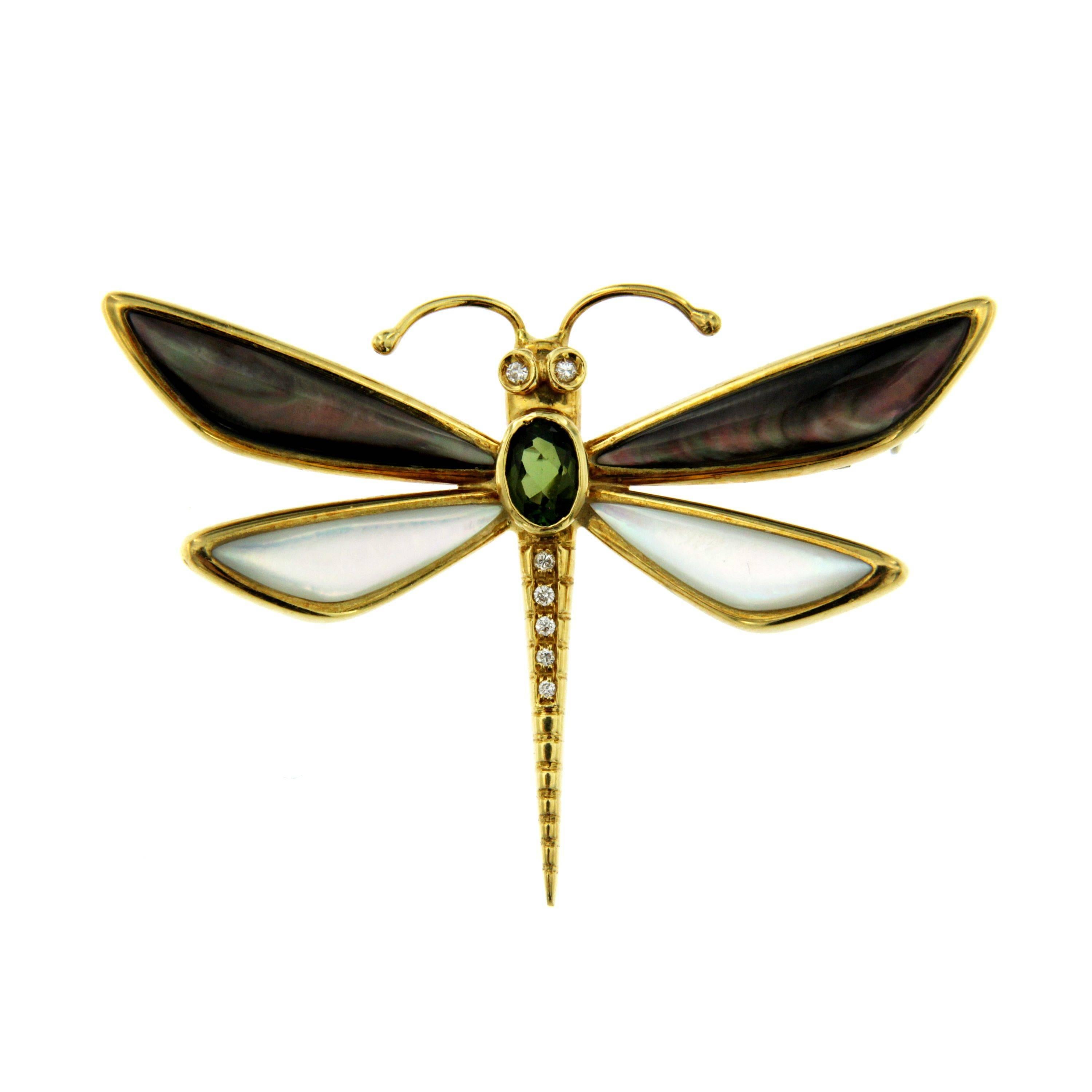 Butterfly Diamonds Gold Pendant or Brooch
