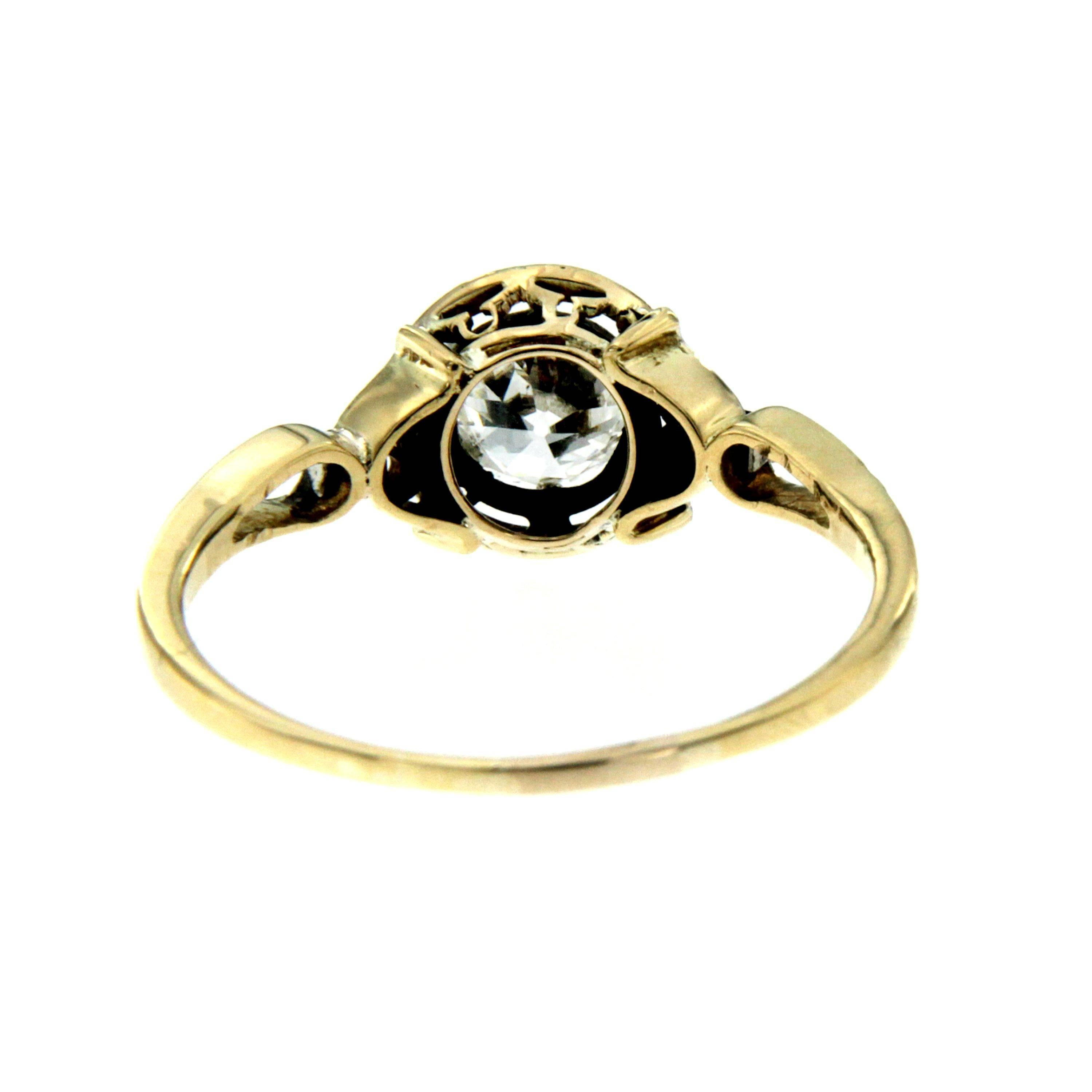Women's or Men's Art Deco Diamond Gold Solitaire Ring