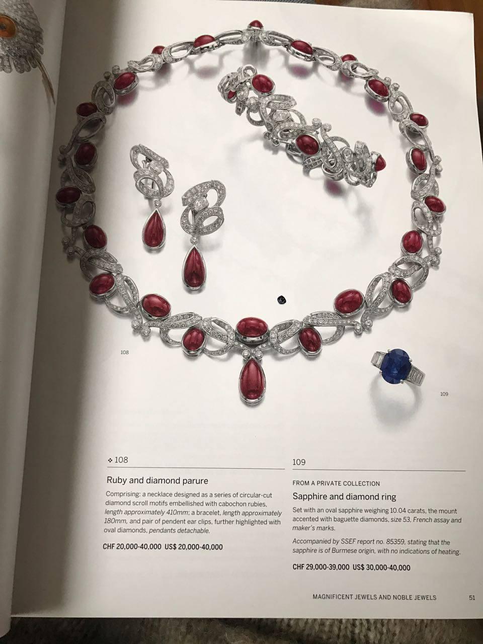Sotheby's Magnificent 120 Carat Ruby 32 Carat Diamonds Platinum Vintage Parure 2