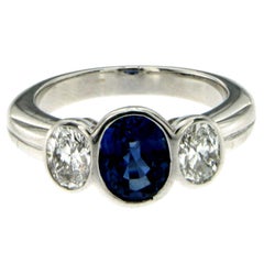 Art Deco Sapphire Diamond Platinum Three-Stone Ring