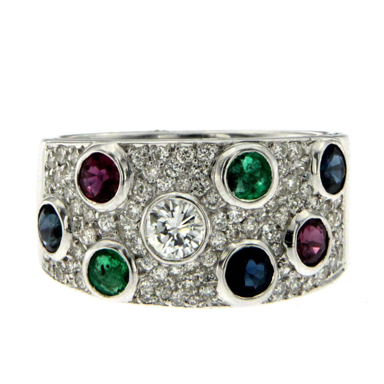 Multimarque Stone Rings Vintage Multi-Stone Diamond Gold Ring at 1stDibs | multi stone gold ring