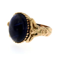Iolite Gold Sculptural Man Body Dome Gold Ring