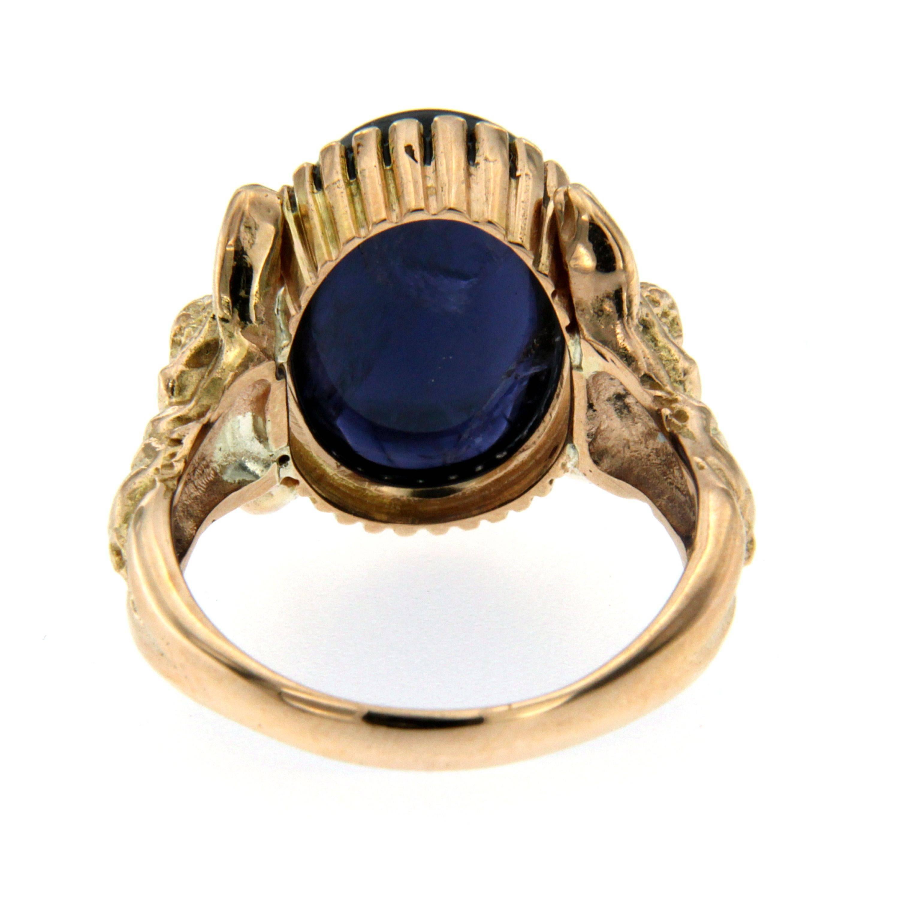 Iolite Gold Sculptural Man Body Dome Gold Ring 2