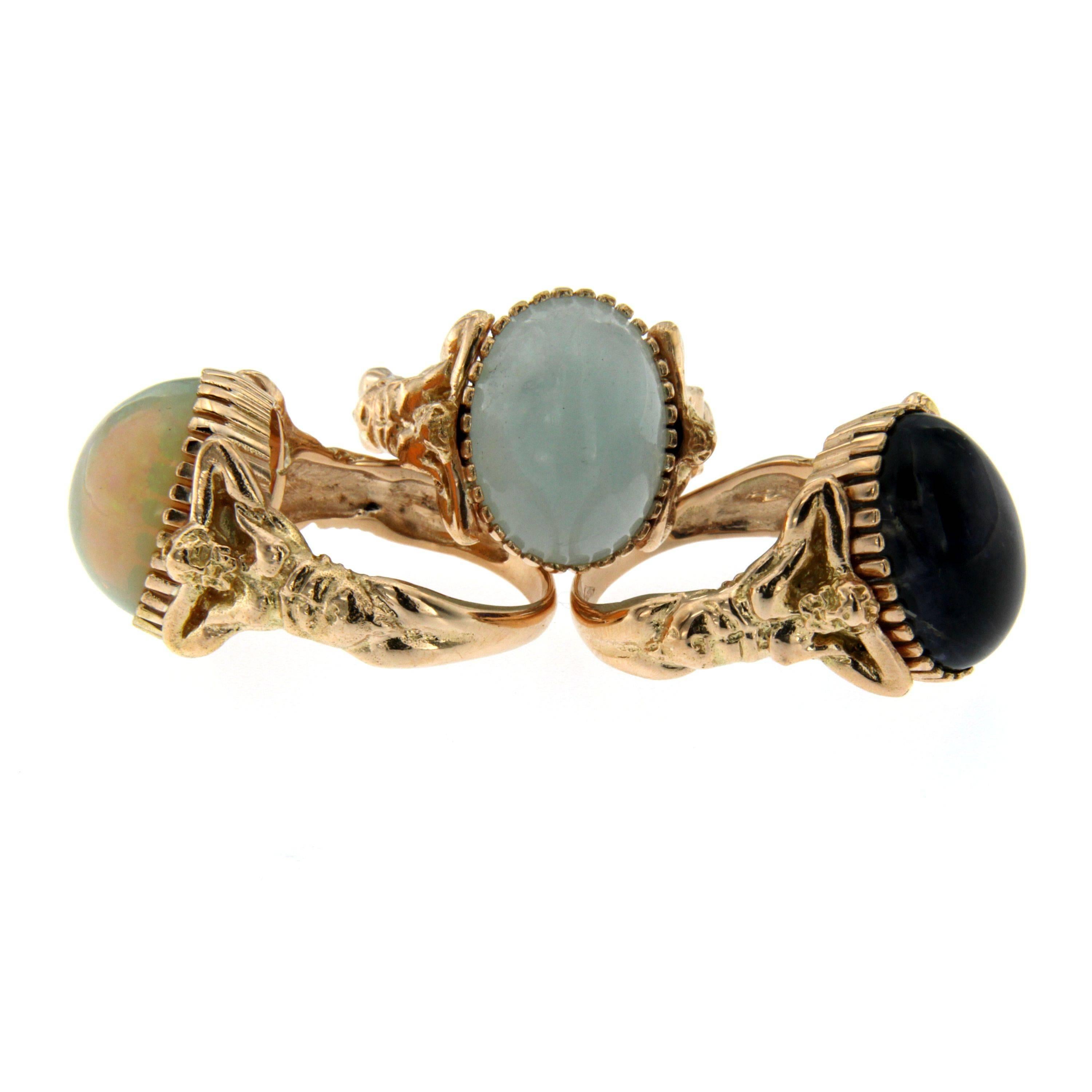 Opal Gold Sculptural Man Body Dome Gold Ring