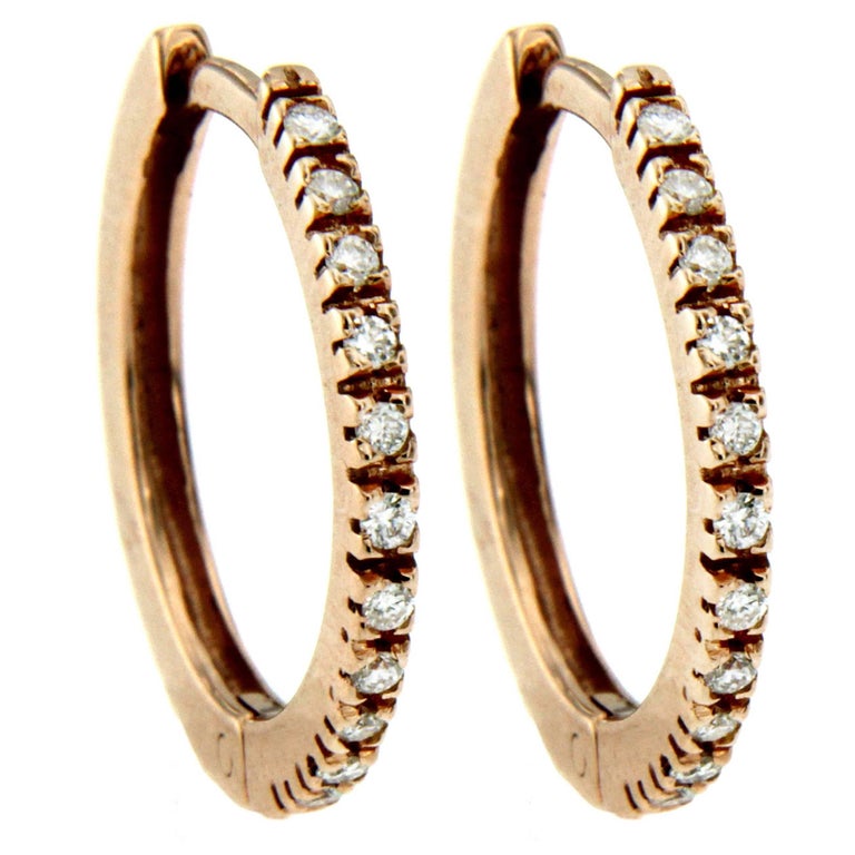 Gold Diamond Mini Hoop Earrings For Sale at 1stDibs