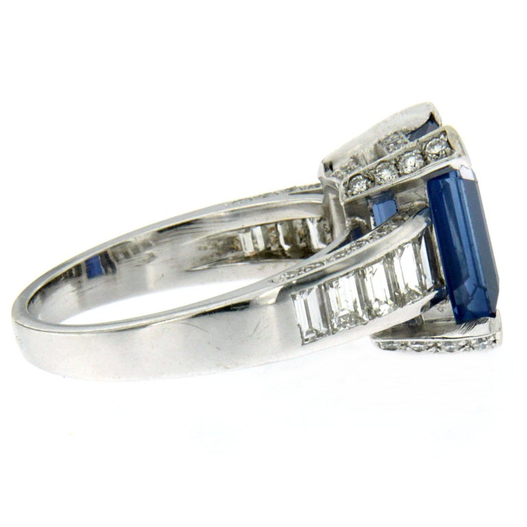 GIA Certified 6.59 Carat Sapphire Diamond Gold Ring For Sale at 1stDibs