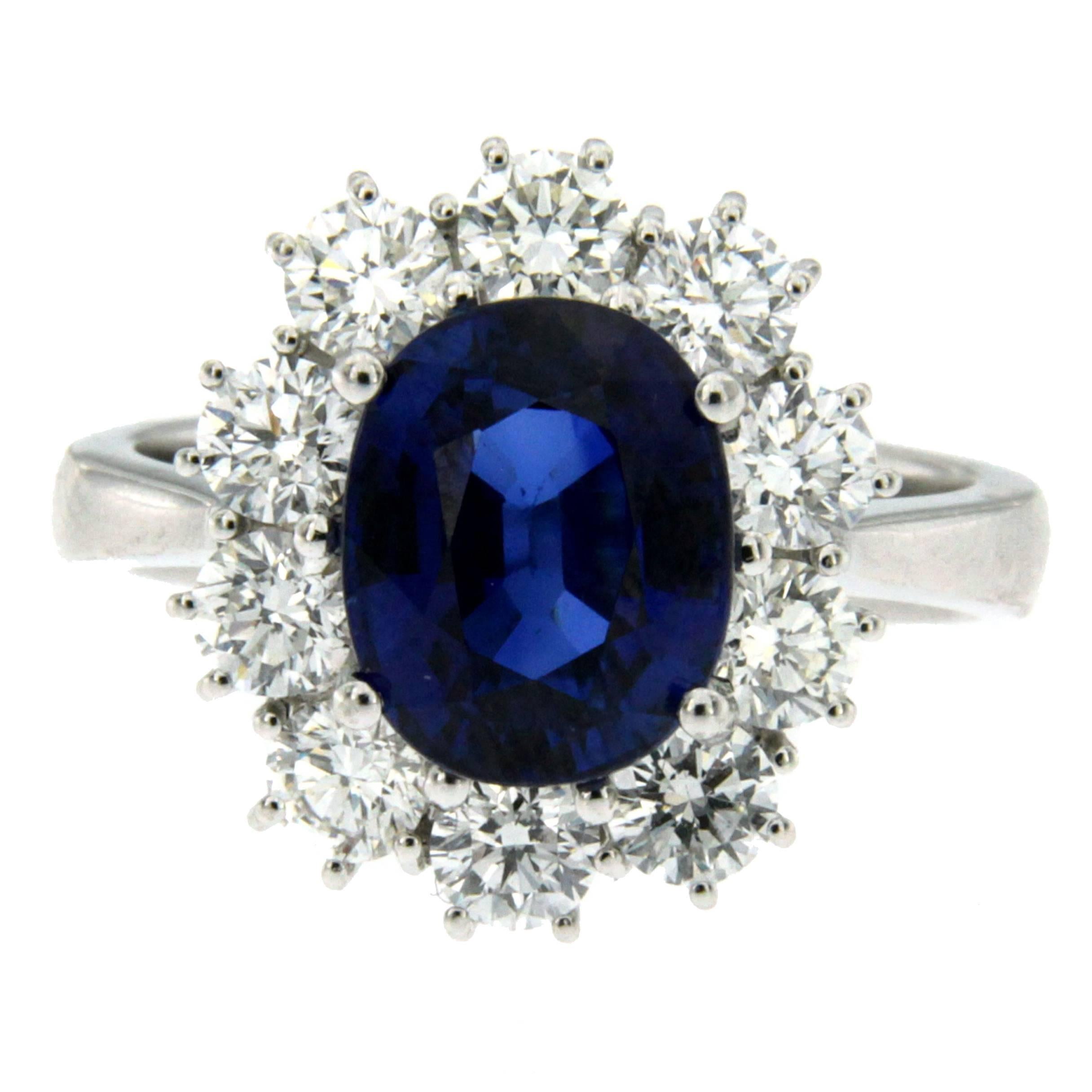 Ssef Certified 3.70 Carat Burma Royal Blue Sapphire Diamond Gold Ring