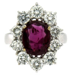 Ssef Certified 3.80 Carat Ruby Diamond Gold Ring