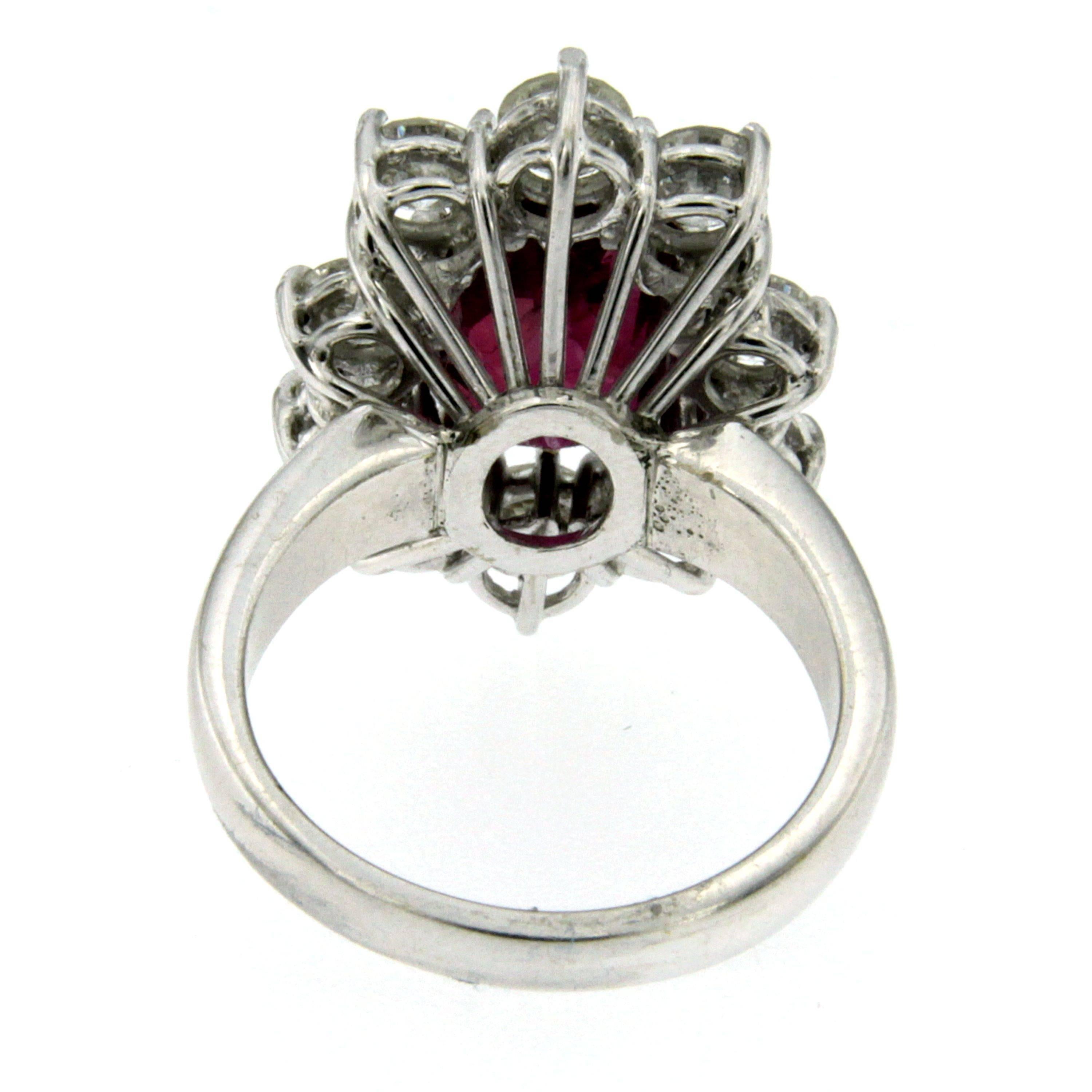 Women's Ssef Certified 3.80 Carat Ruby Diamond Gold Ring