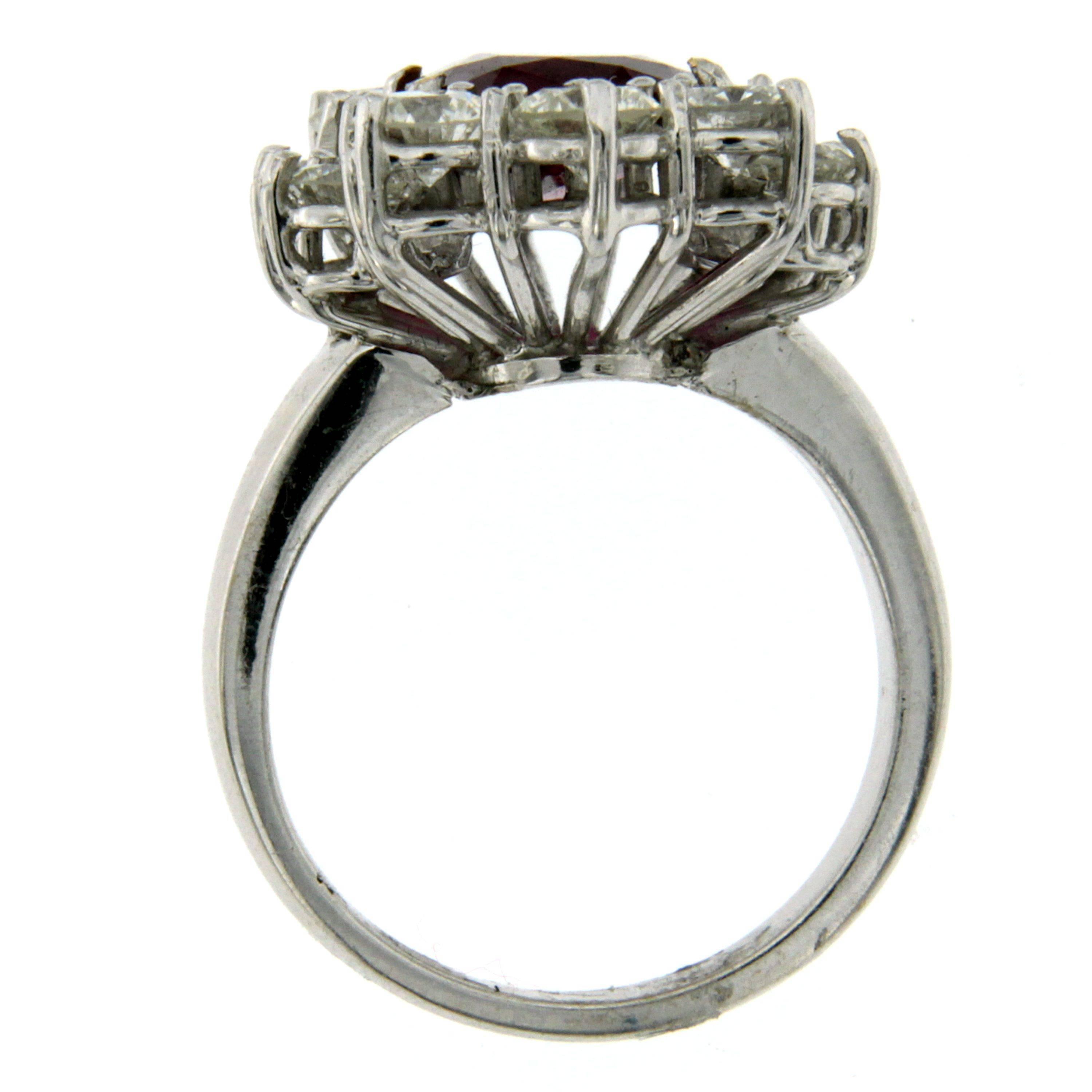 Ssef Certified 3.80 Carat Ruby Diamond Gold Ring 1