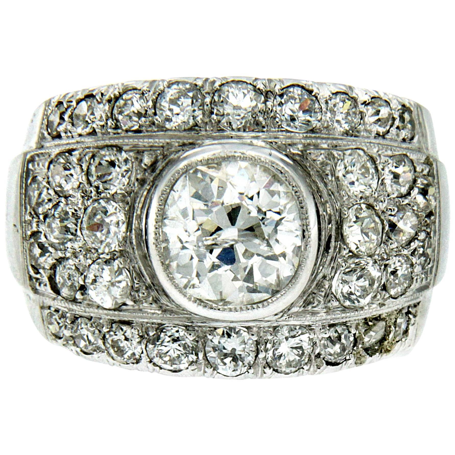 1950s Diamond 4.30 Carat Gold Ring