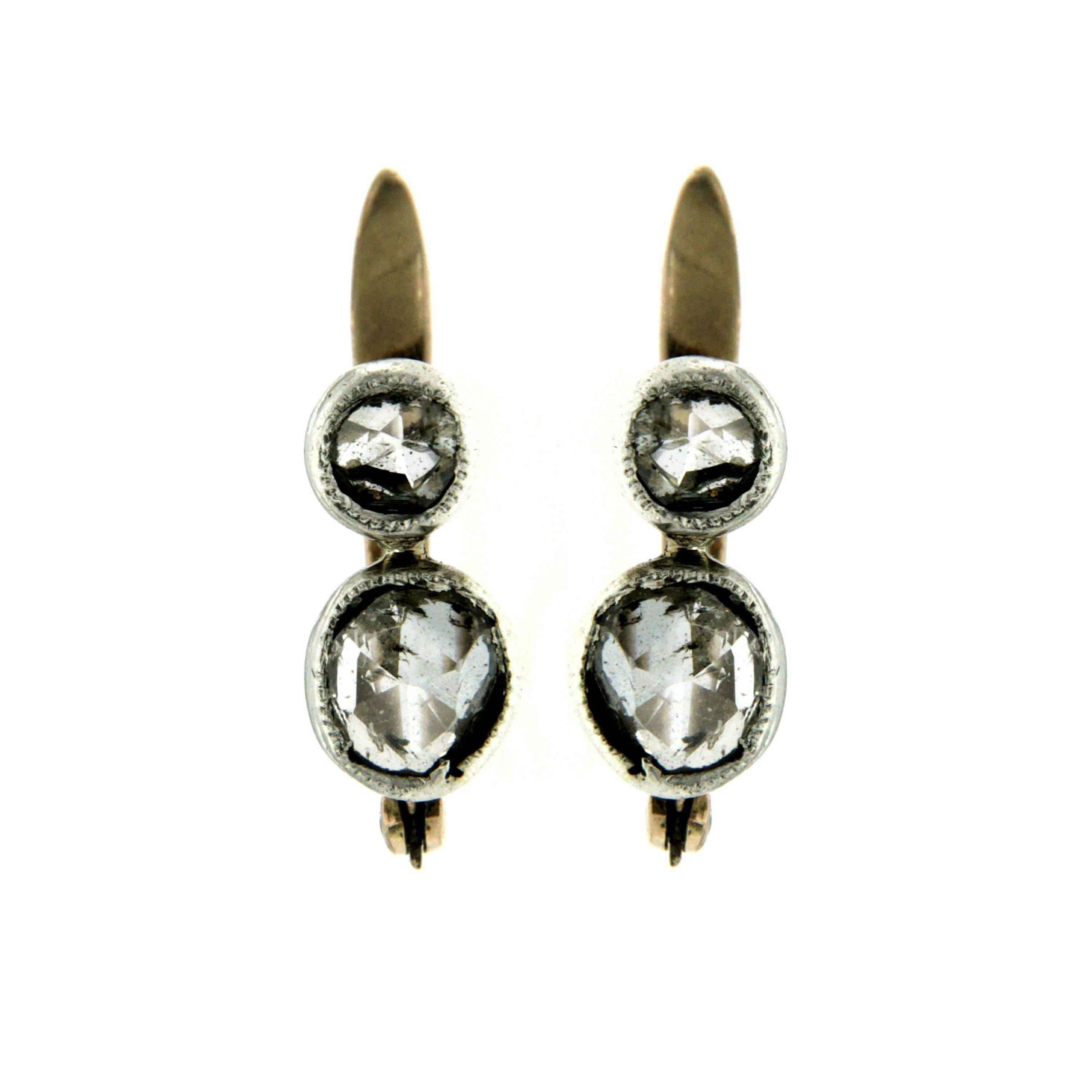 Late Victorian 1890s Night and Day Victorian 3.5 Carat Diamond Gold Drop Earrings