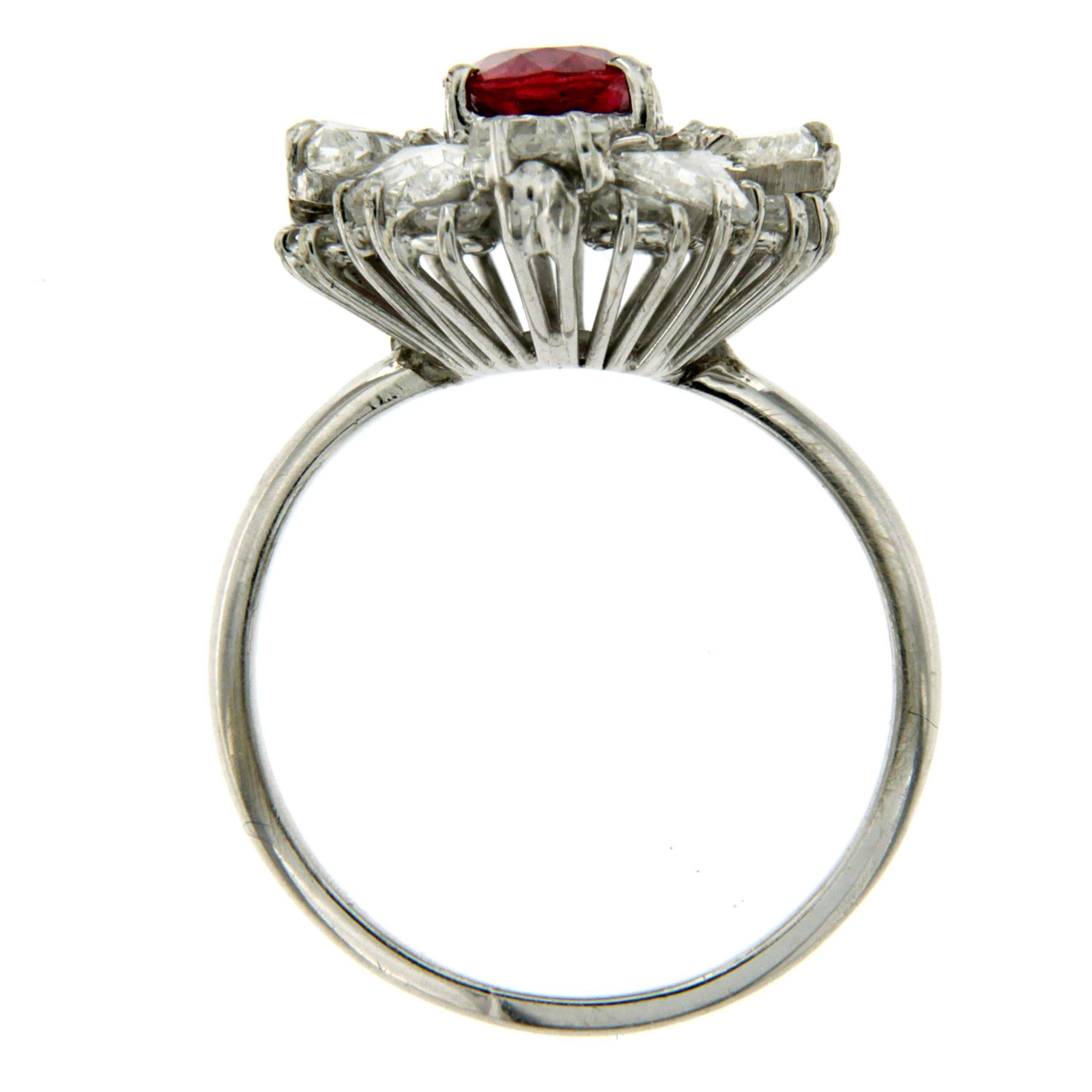 Estate AGL Certified 1.55 Carat Ruby Diamond Gold Cluster Ring 2