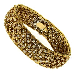 Estate Italian Diamond Gold Flexible Bracelet
