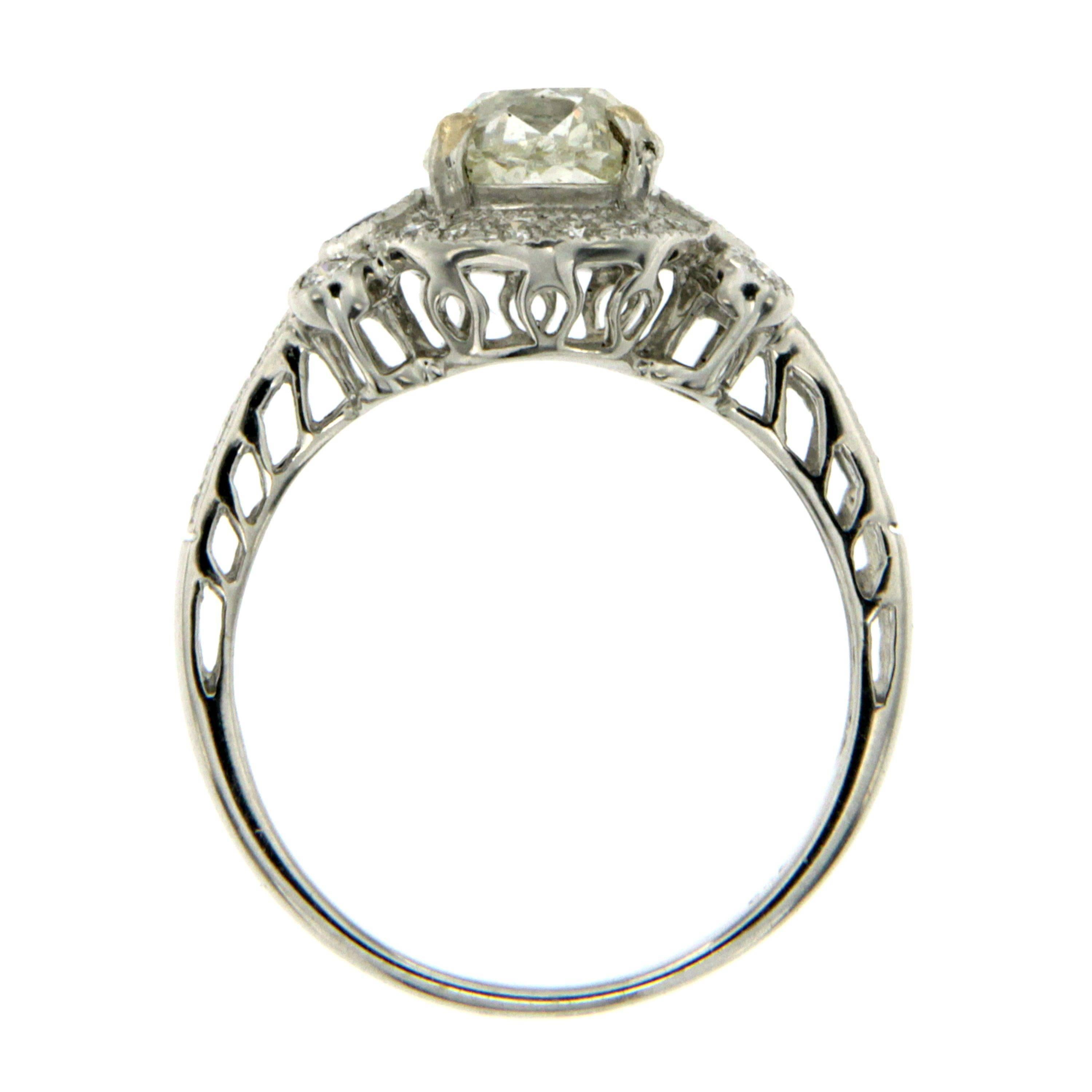 Art Deco Diamond Sapphire Gold Engagement Ring 1
