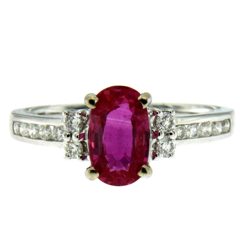 Estate 1.82 Carat Burmese Ruby Diamond Gold Ring at 1stDibs